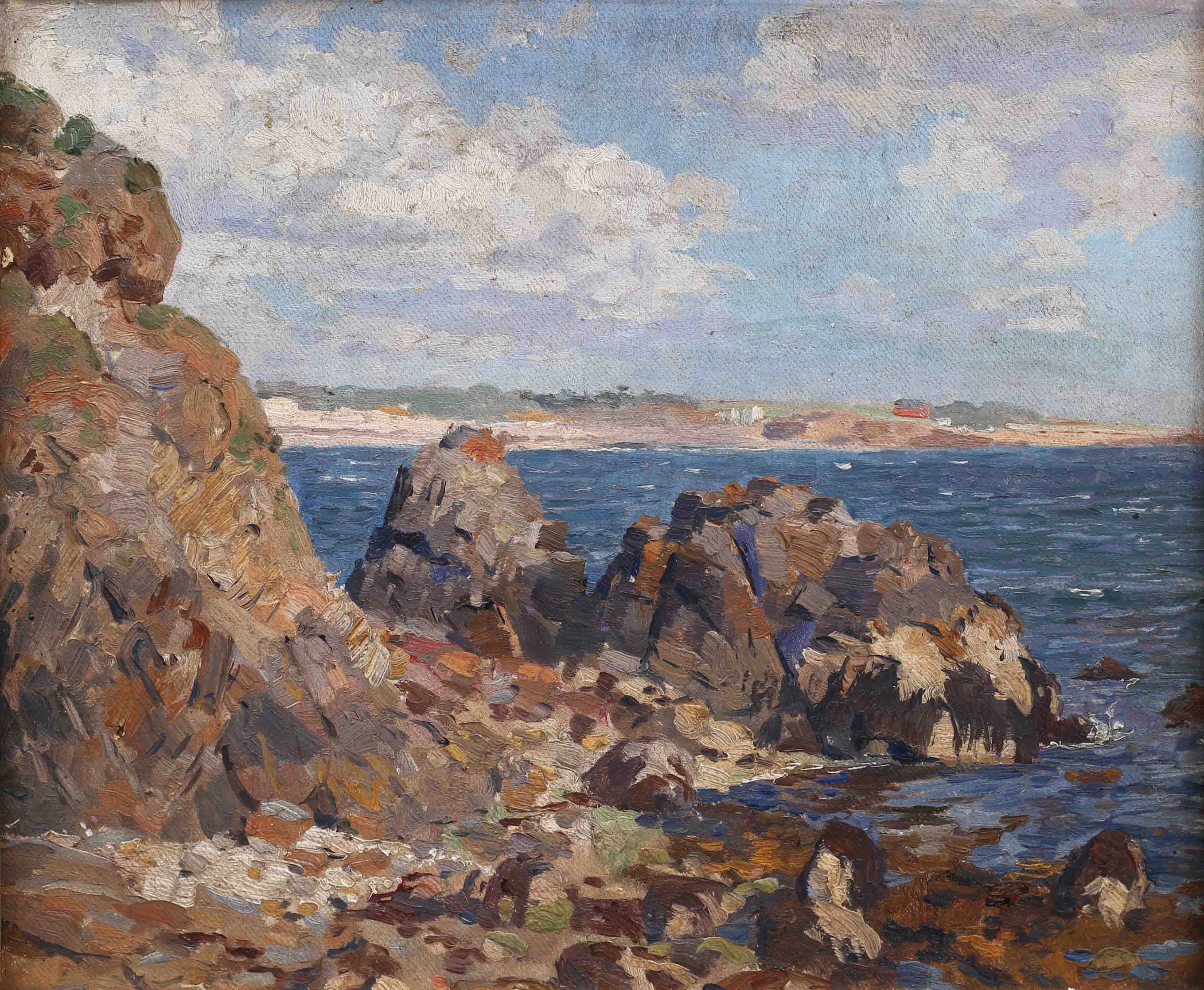 ALFRED ZOFF (1852-1927). Tillskriven. Klippkust, Bretagne, olja på uppklistrad duk, osignerad.
