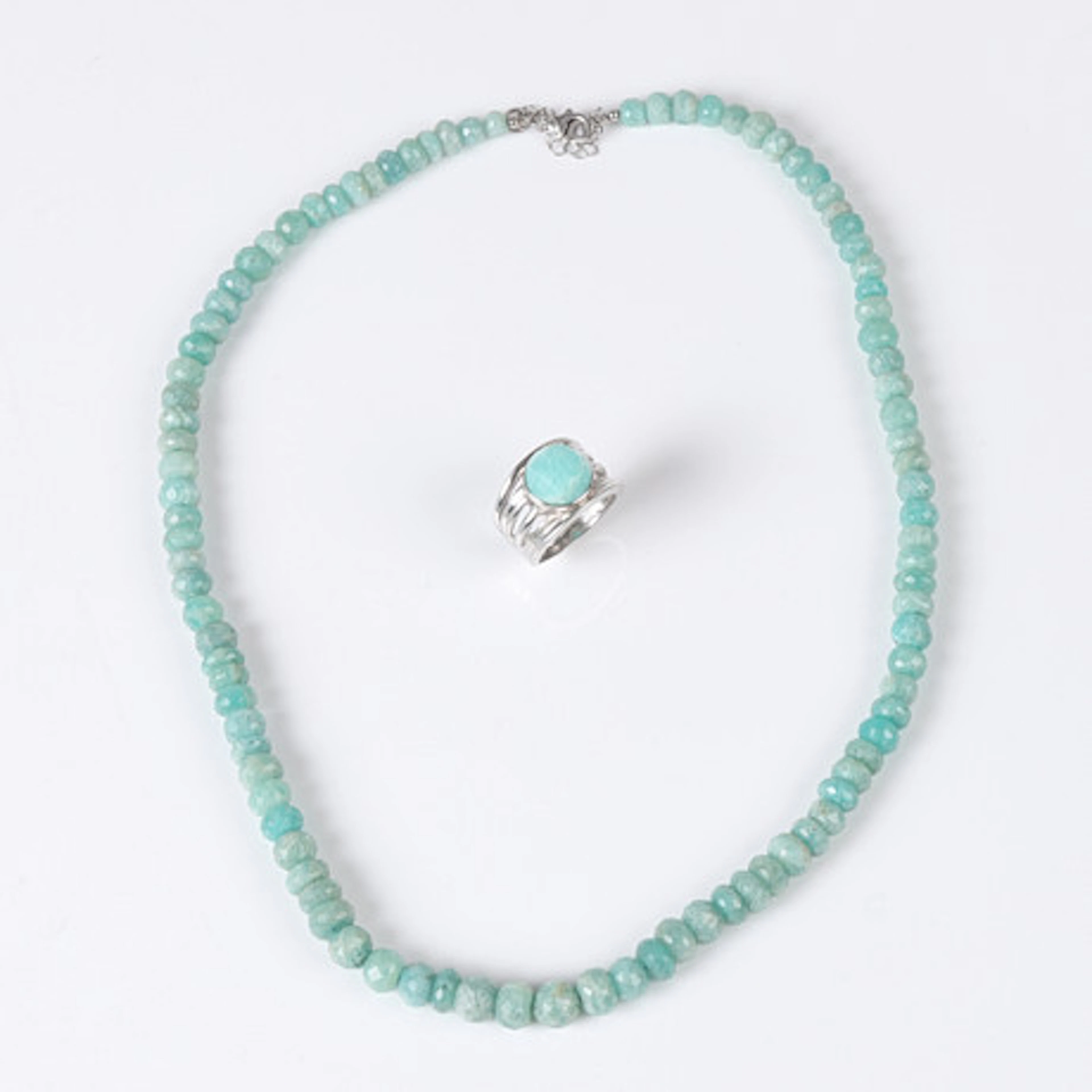 COLLIER & RING, Sterling silver, Amazonite…
