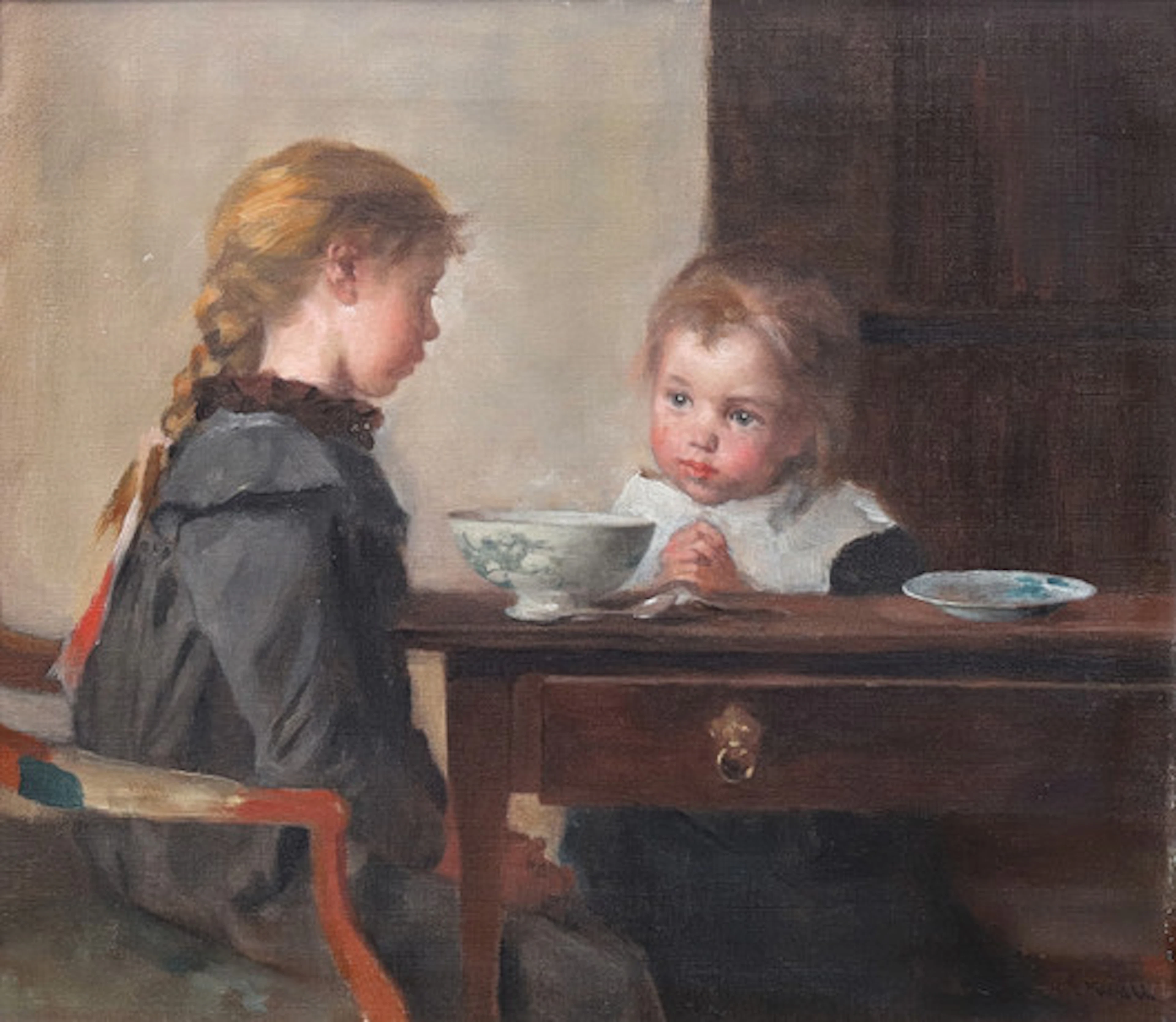 EMMA EKWALL (1838-1925). Bordsbönen, olja …