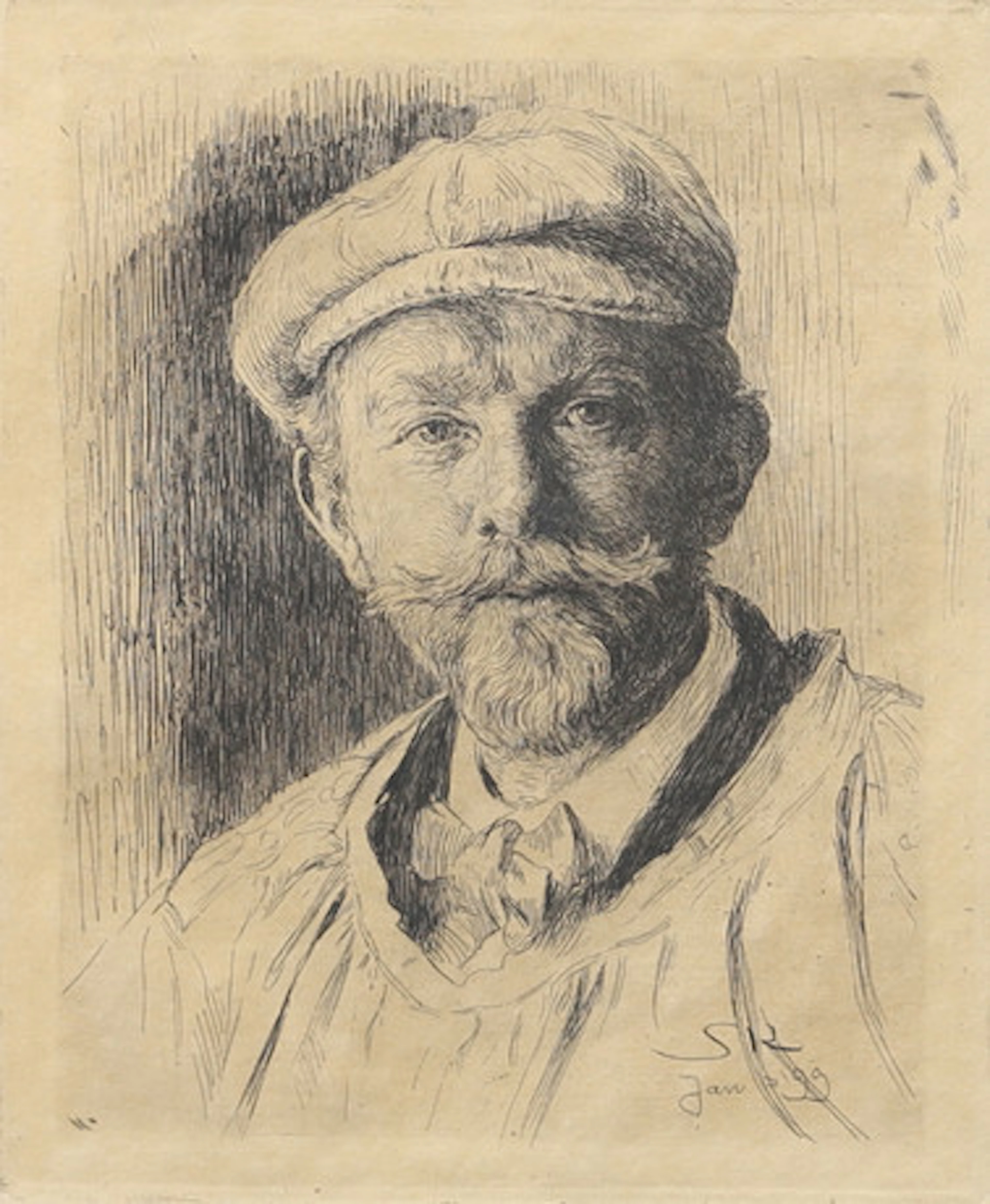 PEDER SEVERIN KRÖYER. Självporträtt, etsni…