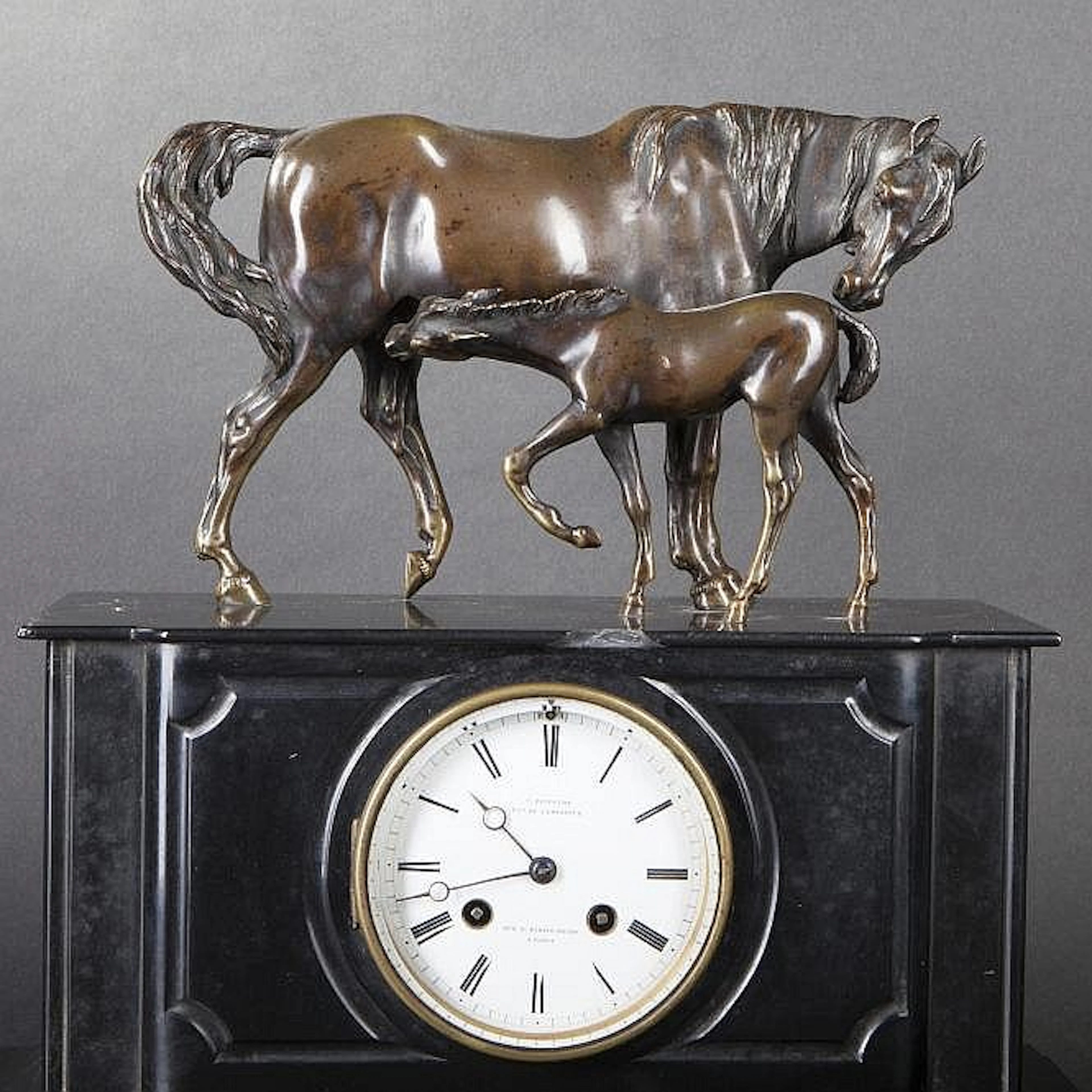 Black marble and bronze pedulum clock, Napoleon III Period
