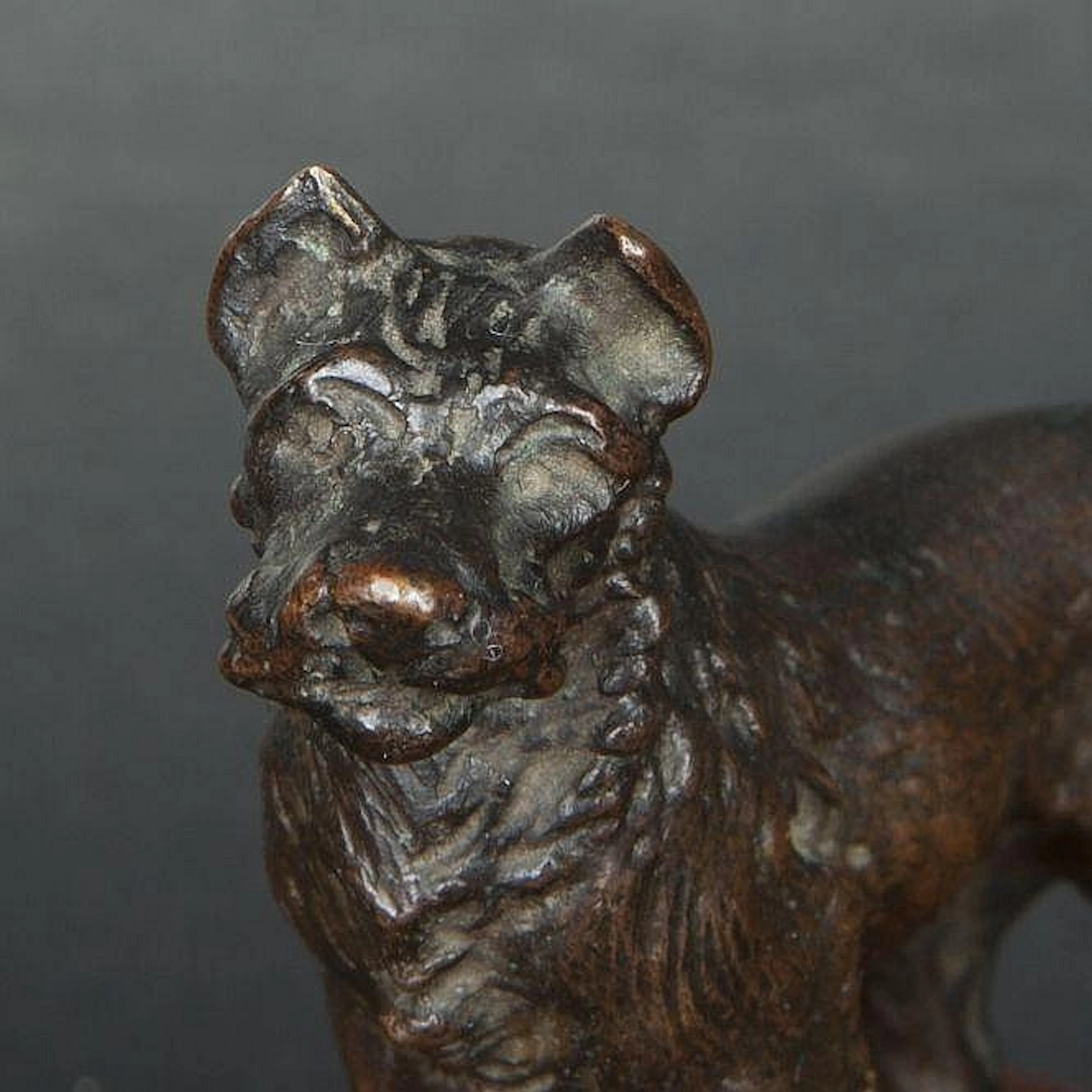 Bronze dog paperweight
