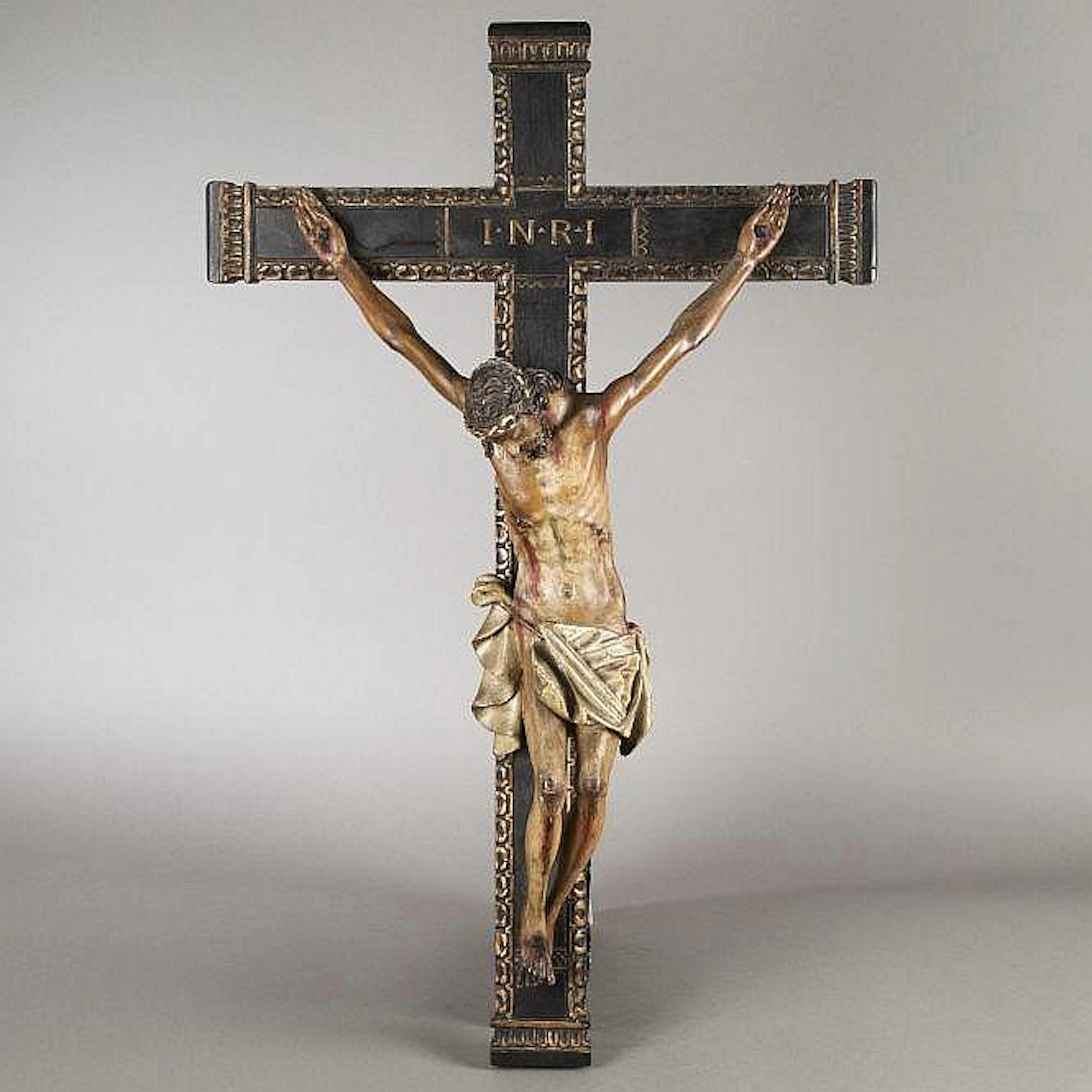 Spanish School from the 17th Century. Carved wood Christ