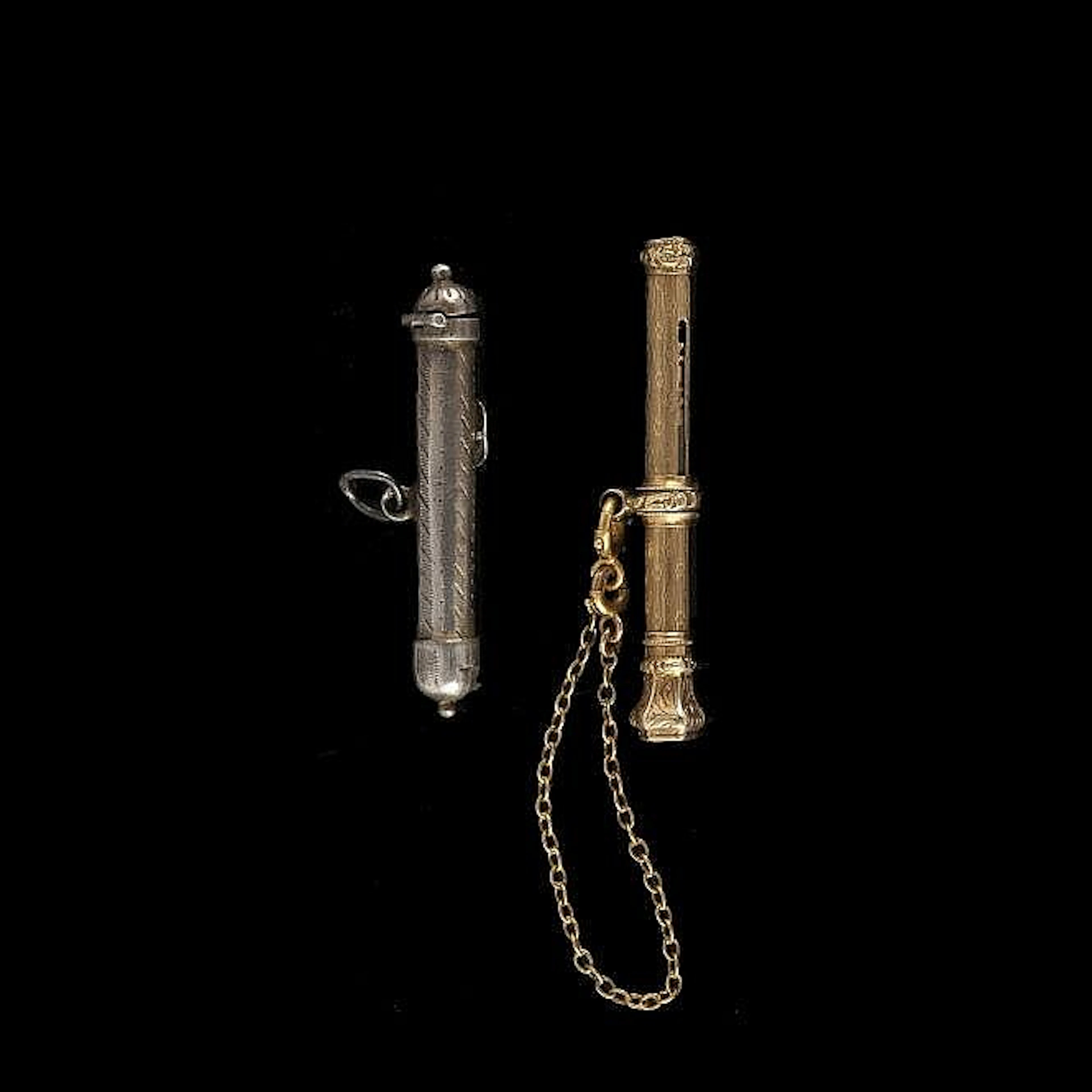 Gold mechanical pencil and miniature Hebrew tube