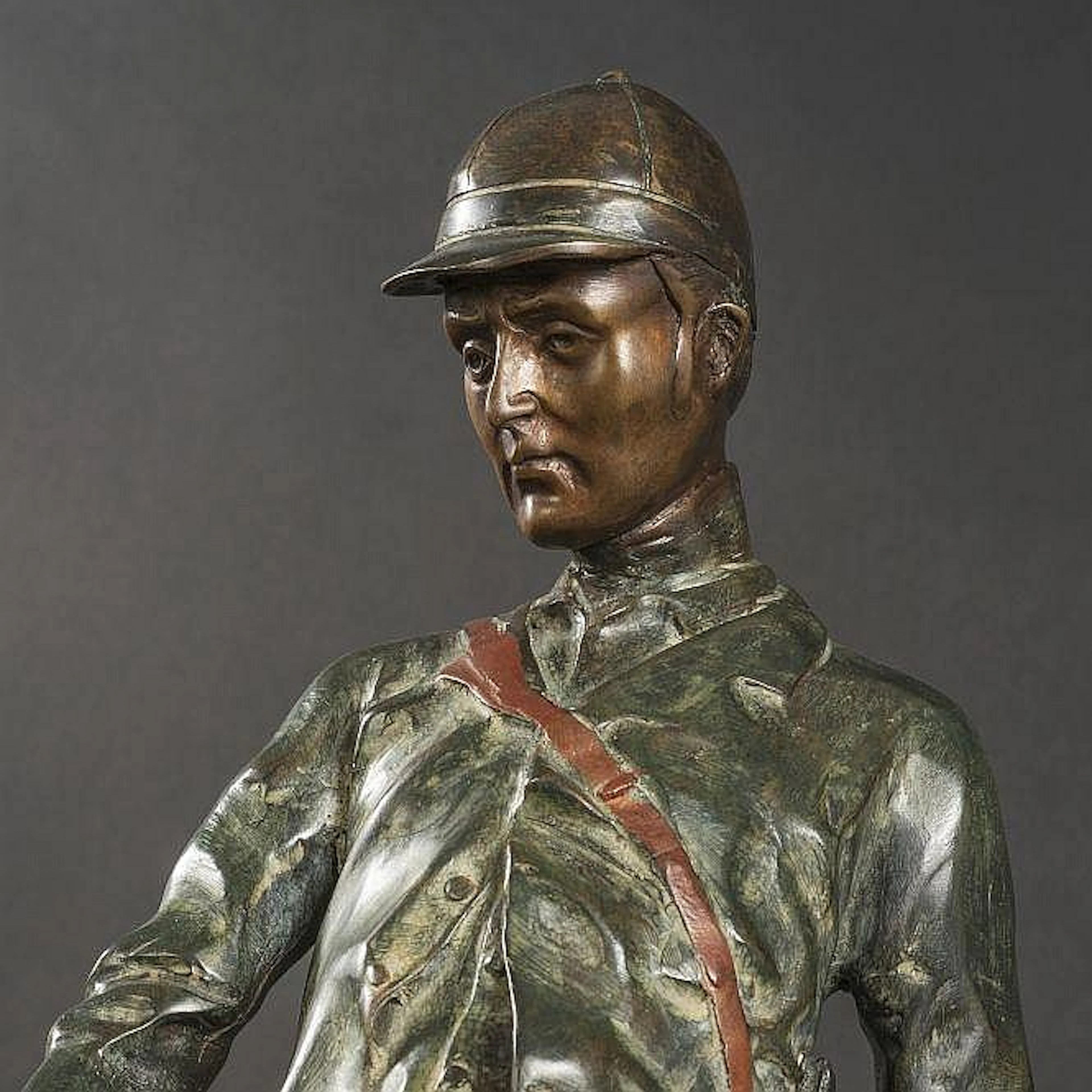 Bronze group of a hunter and his dog. England, 20th Century