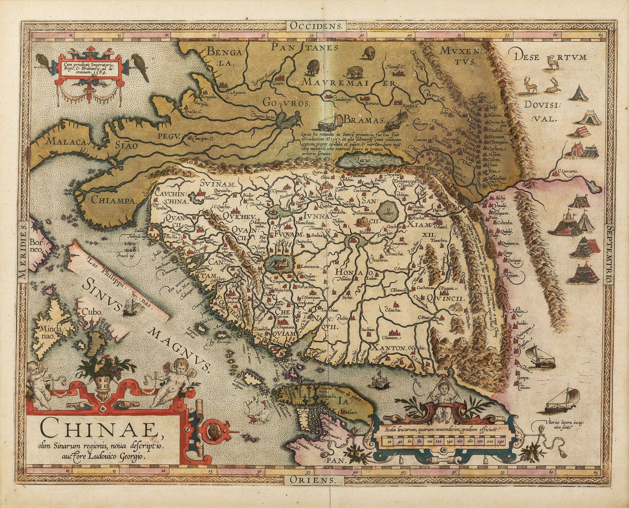 Abraham Ortelius, Map Of China, Engraving, 1584 | Barnebys