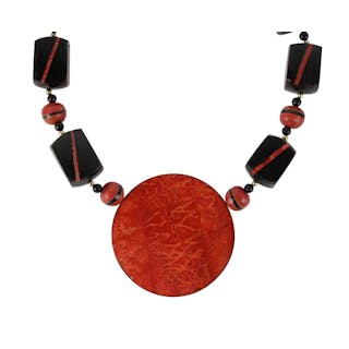 Modern 14K GF Orange Hardstone Necklace