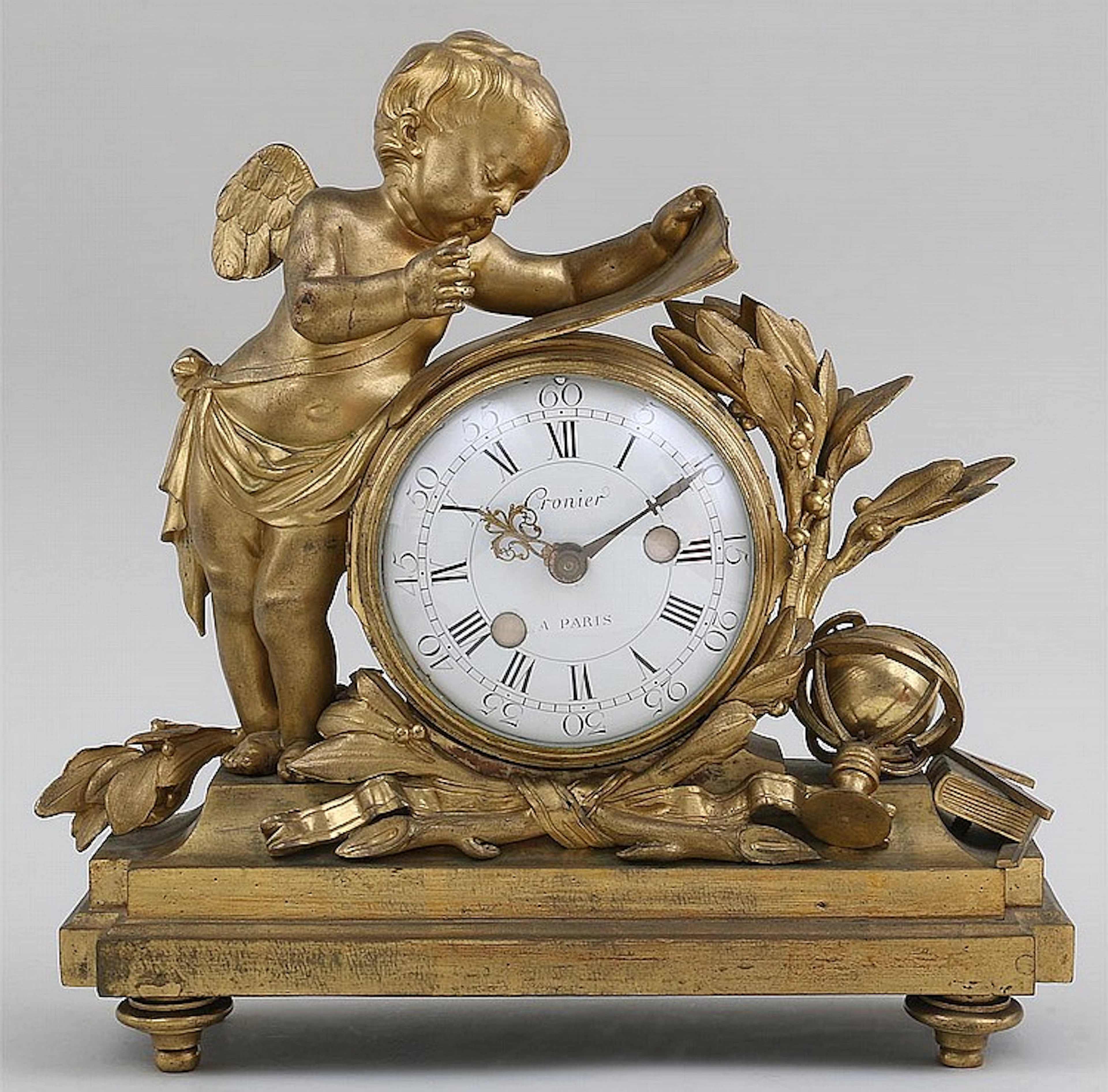 French gilt bronze mantle clock