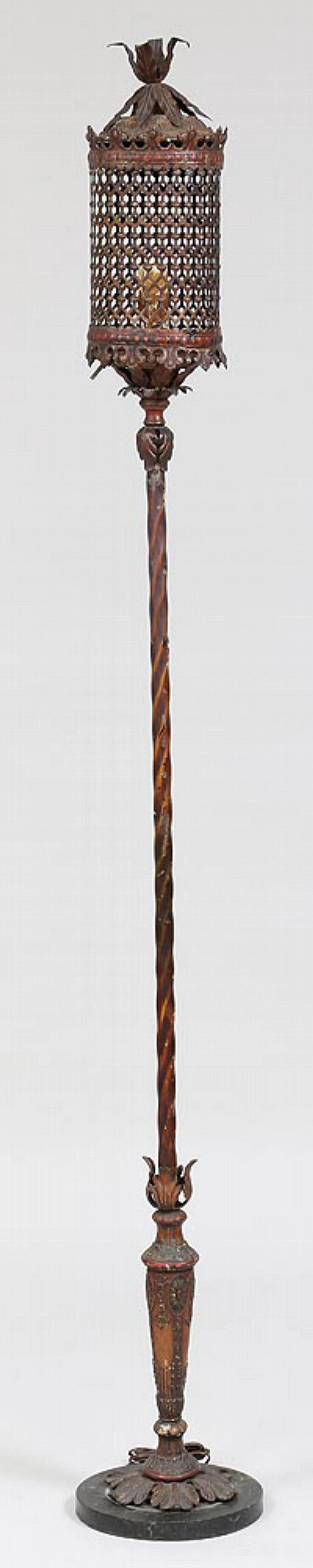 Venetian tole painted metal floor lamp