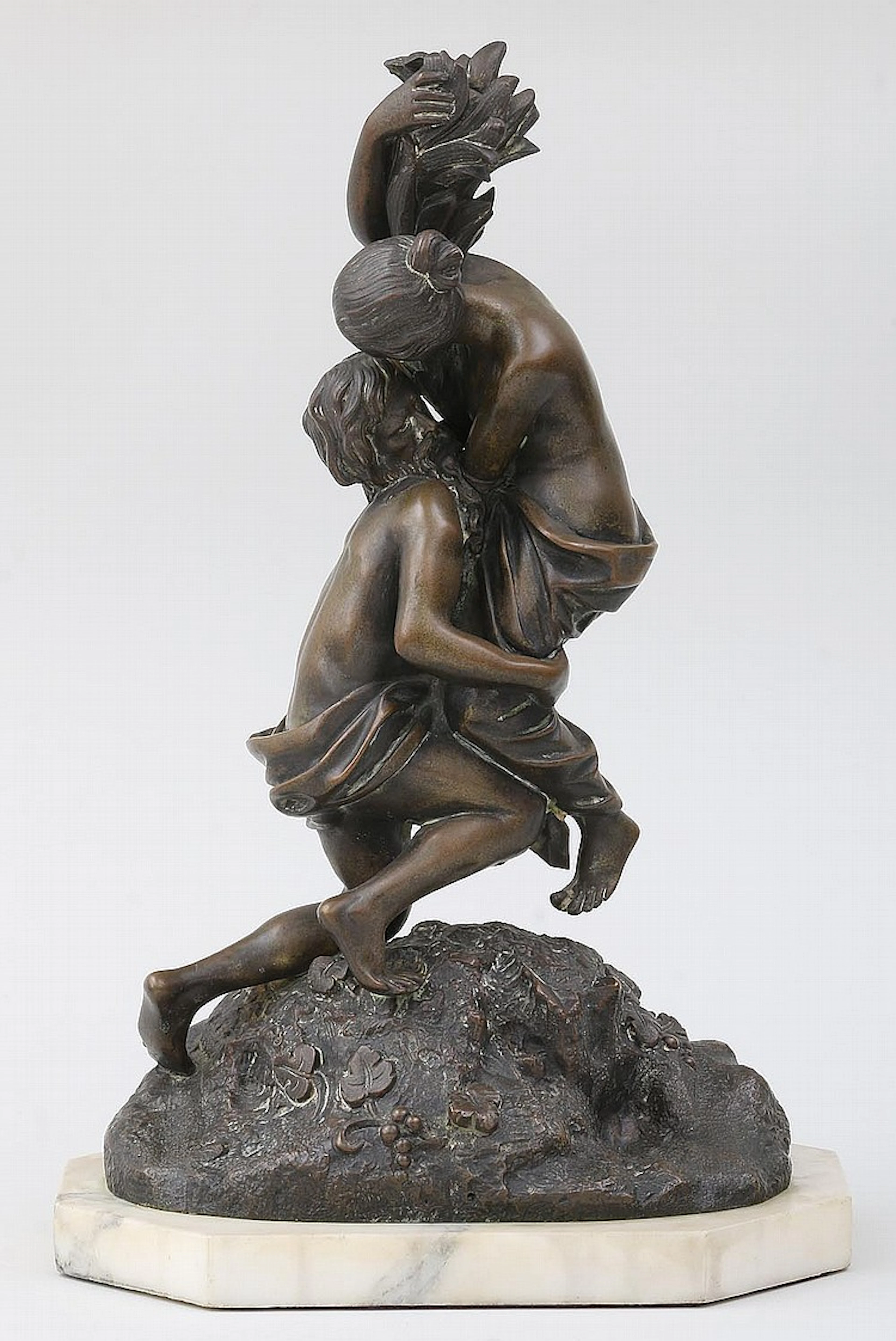 Grand Tour bronze of Adam and Eve on marble base.
