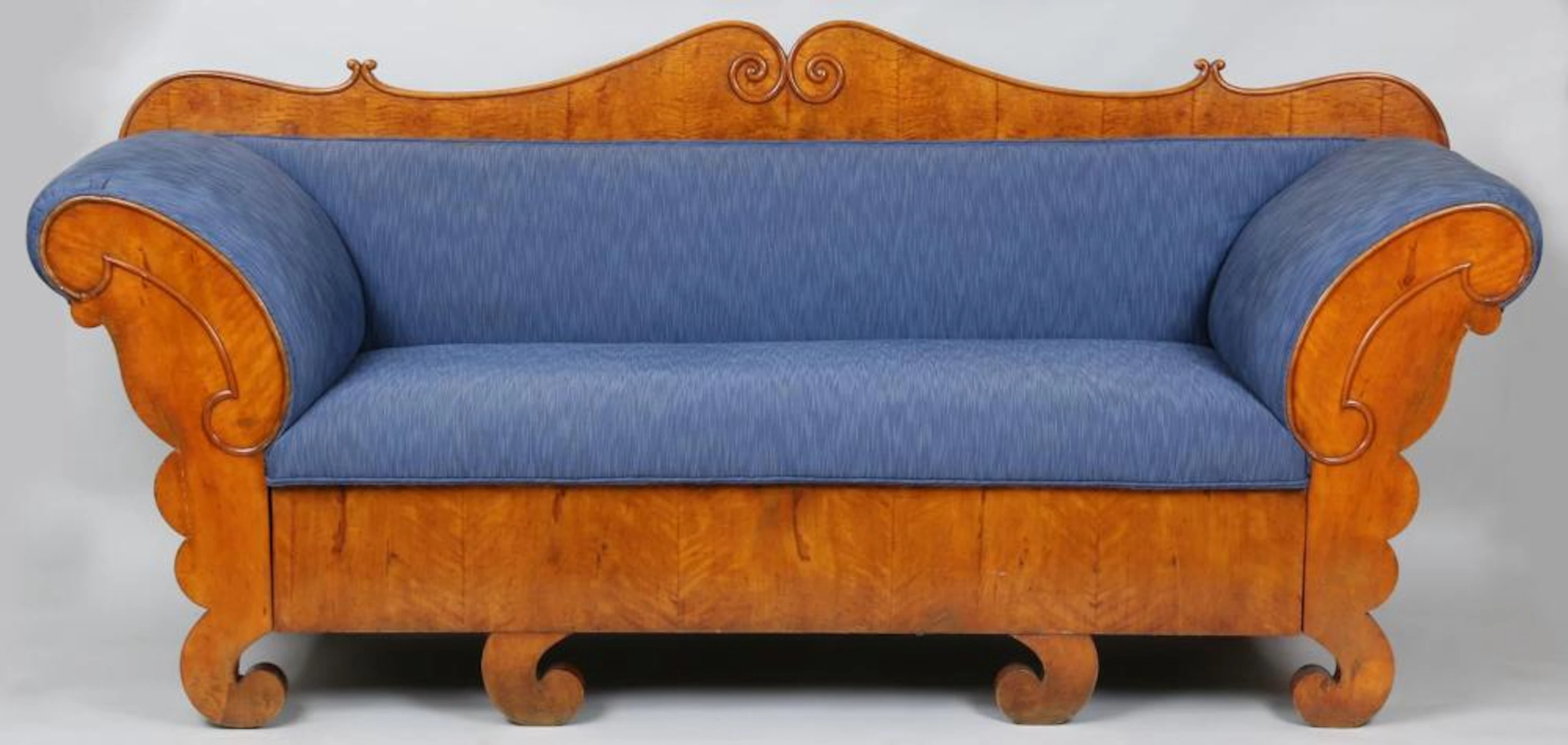19th century fruitwood veneered Biedermeier sofa