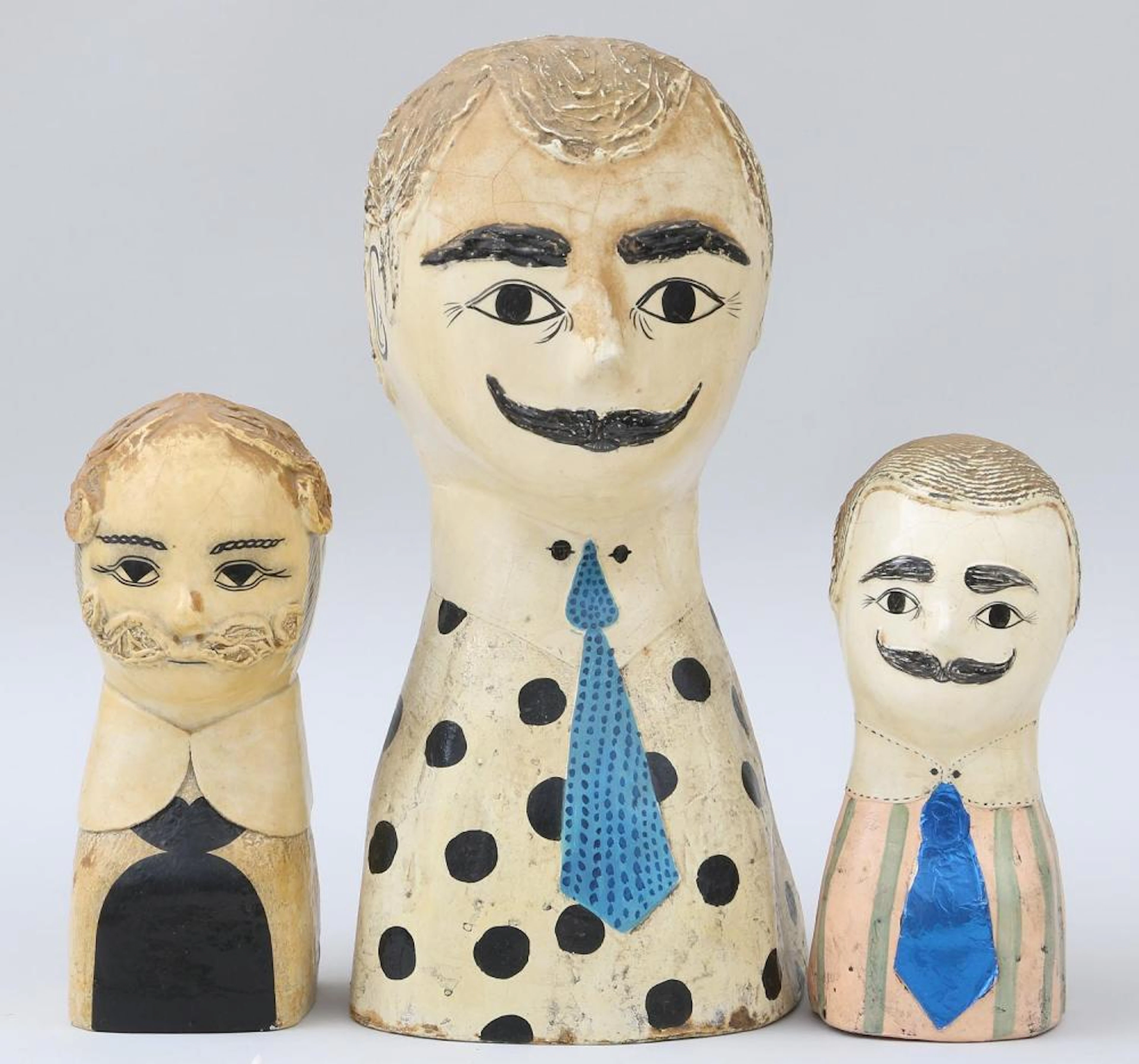 Group of (3) Mexican papier mache busts