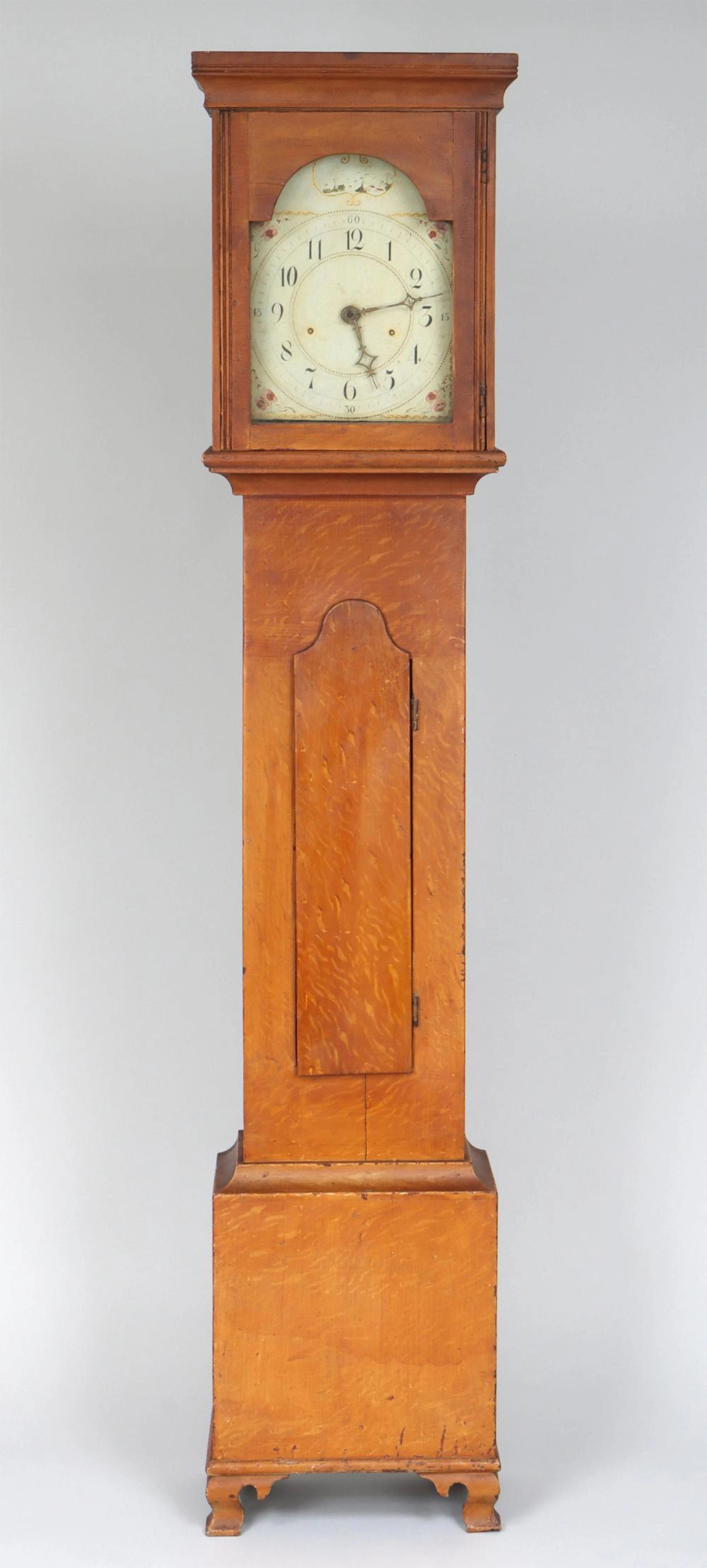 18C/19C American grain painted tall case clock