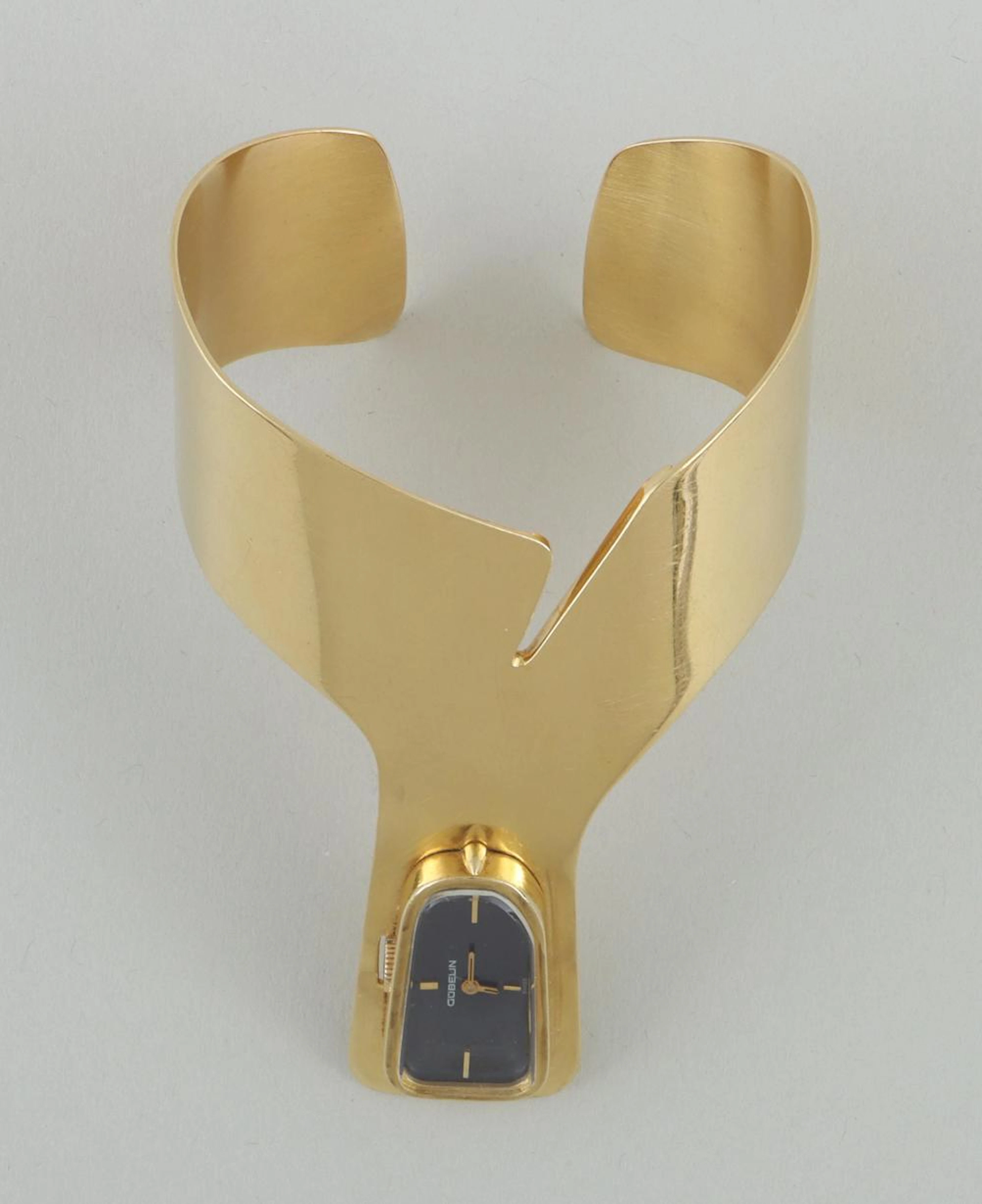 Gubelin 18k gold Modernist cuff wristwatch