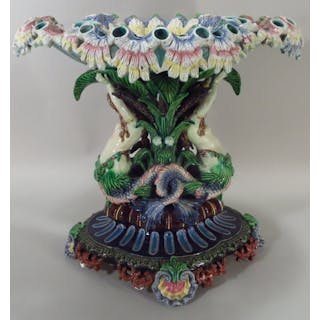 Large 19th c. Majolica Centerpiece, as is.