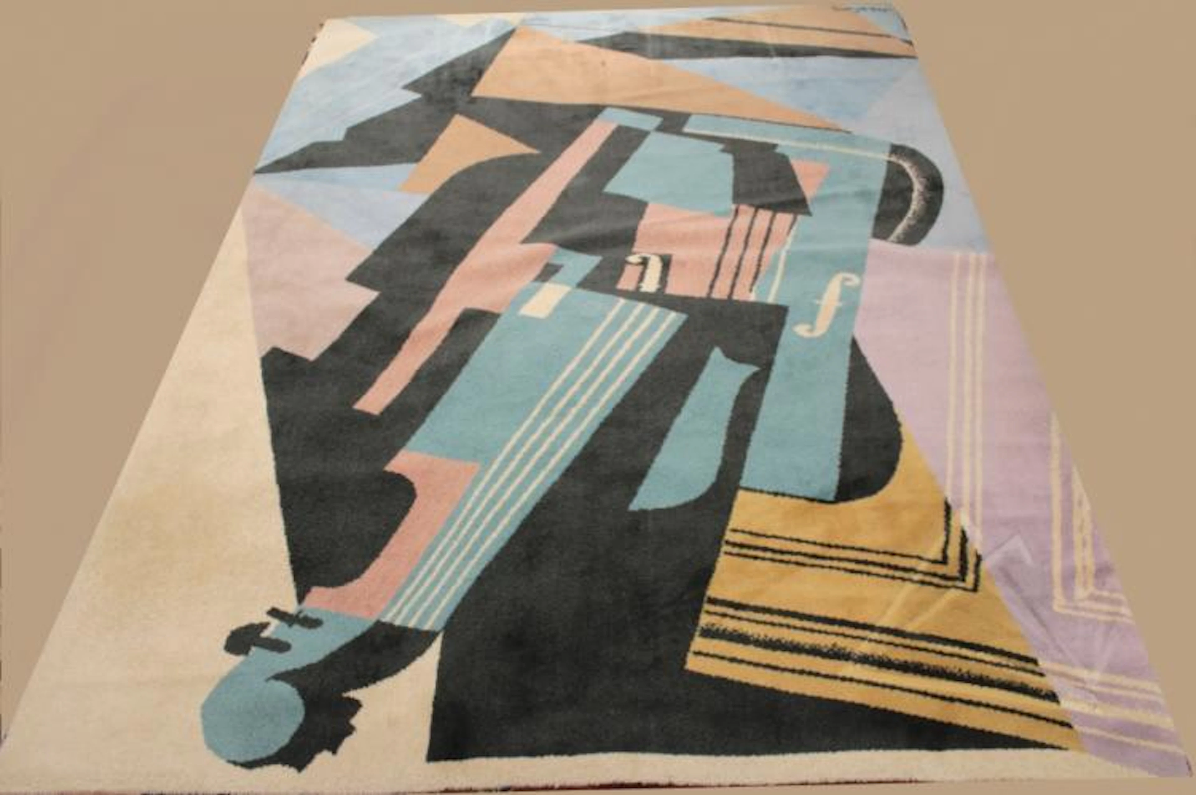 After Juan Gris "The Violin", Wool Carpet, c. 1990