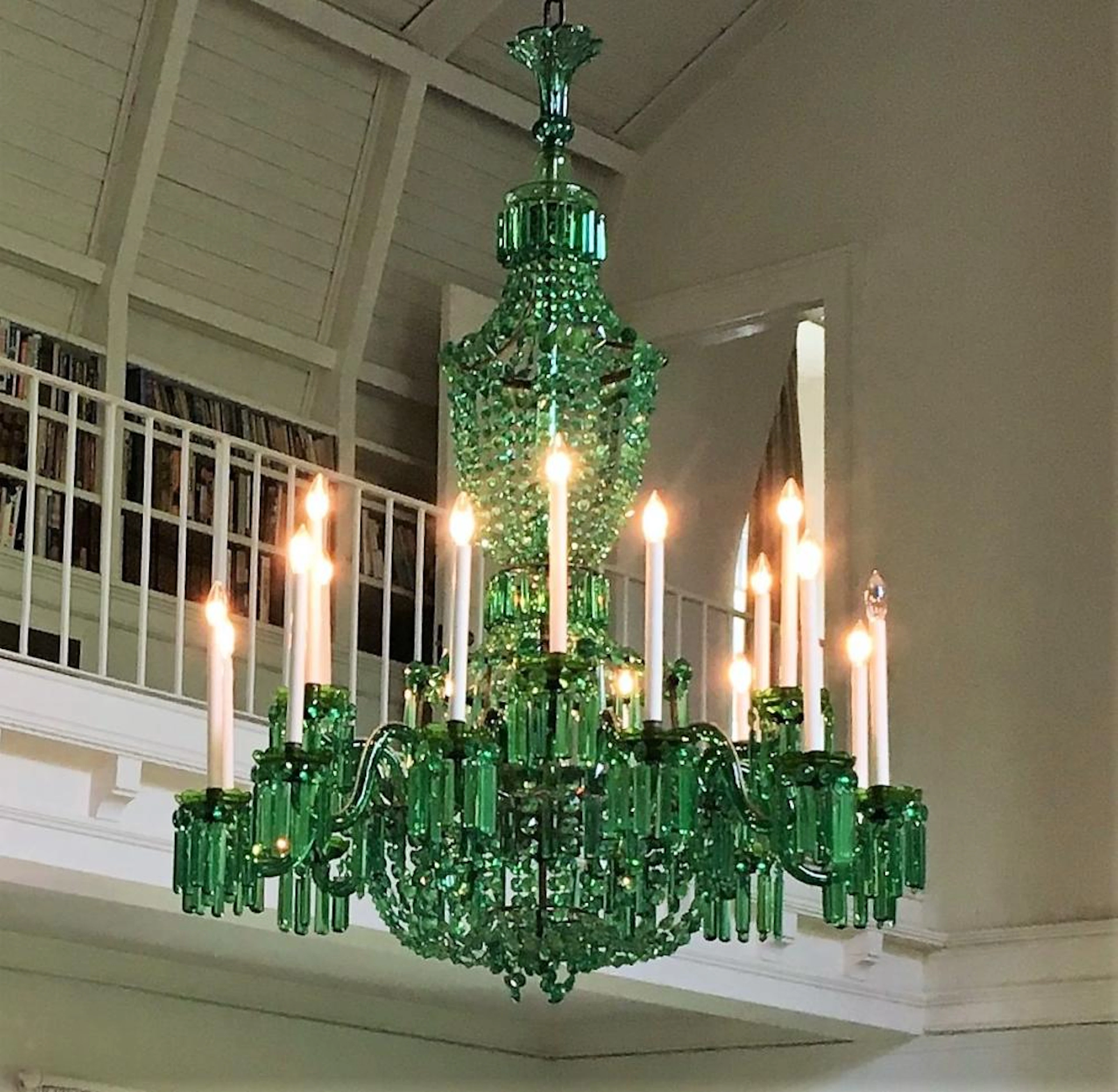 Immense Nesle Emerald Green Glass Chandelier