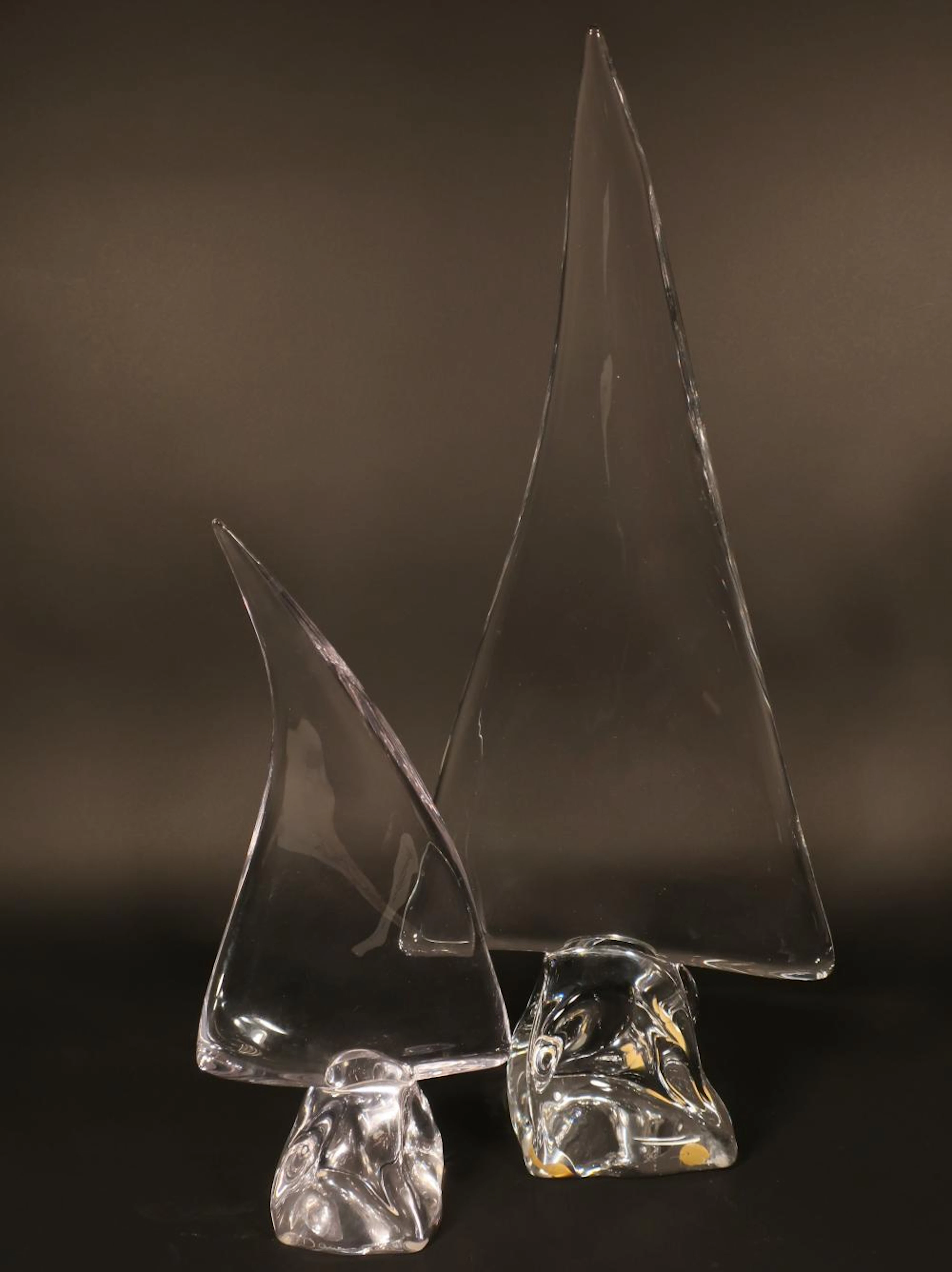 2 Daum Glass Sailboats, 20th C.