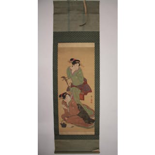 Japanese Scroll, Watercolor on Silk
