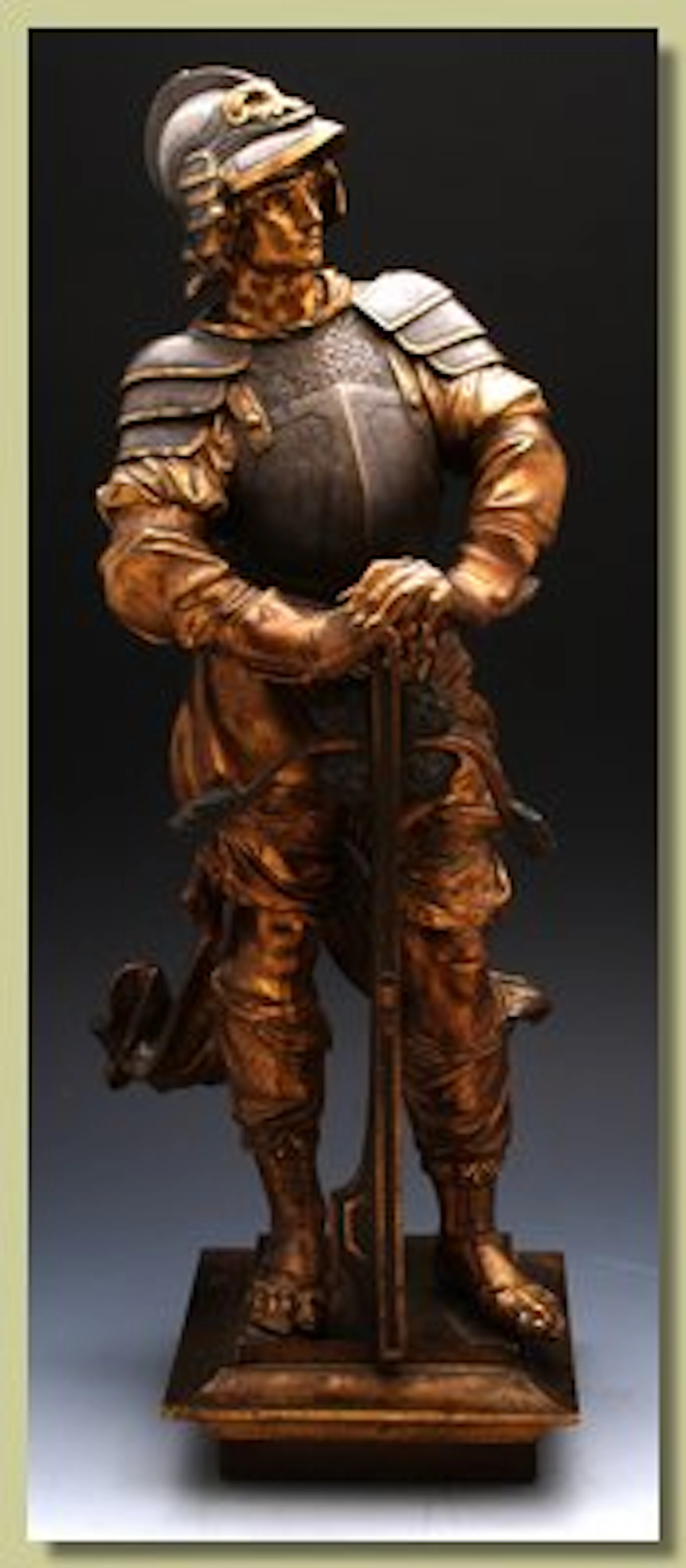 Gilt bronze Figure of a Continental Medieval soldier