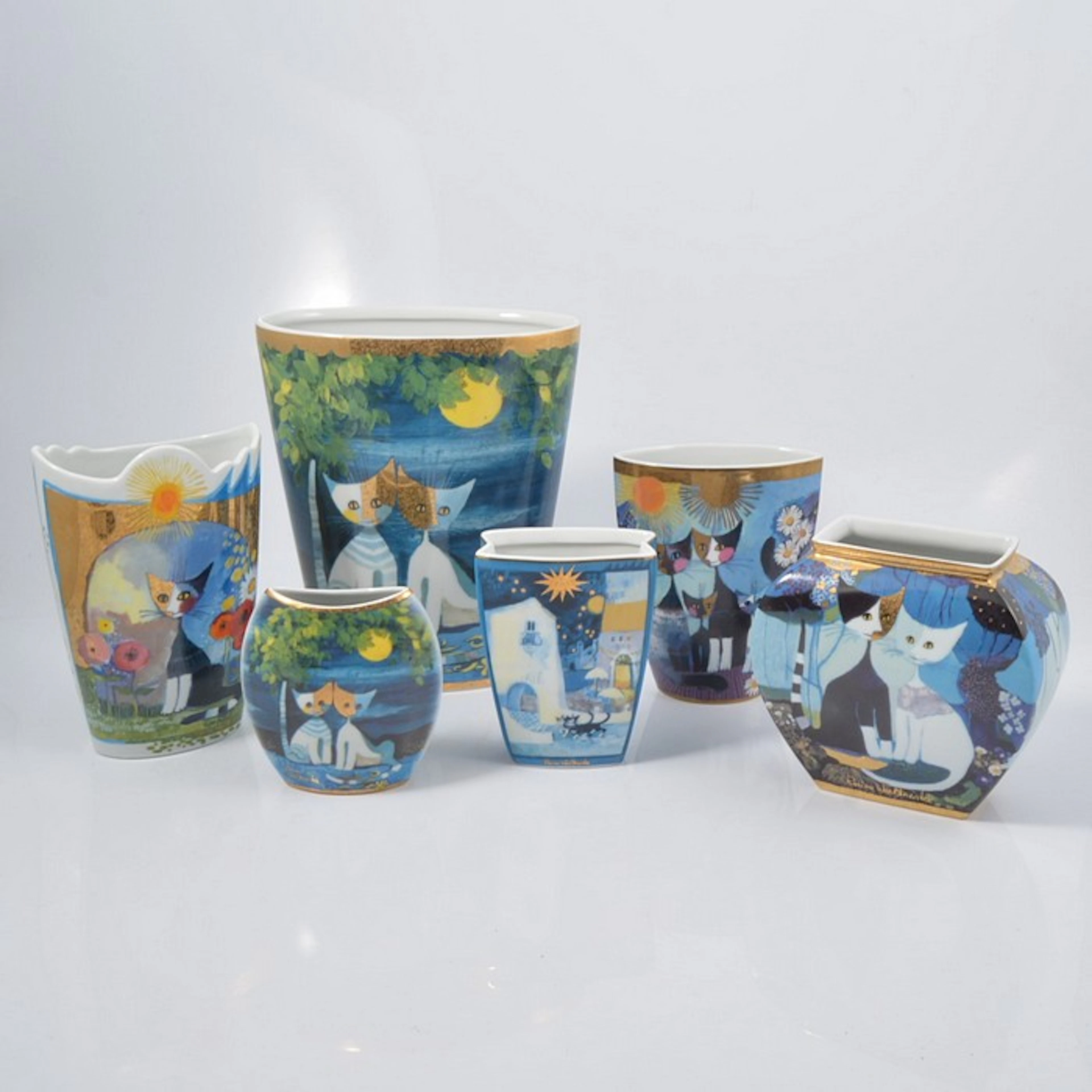 Collection of Goebel cat vases
