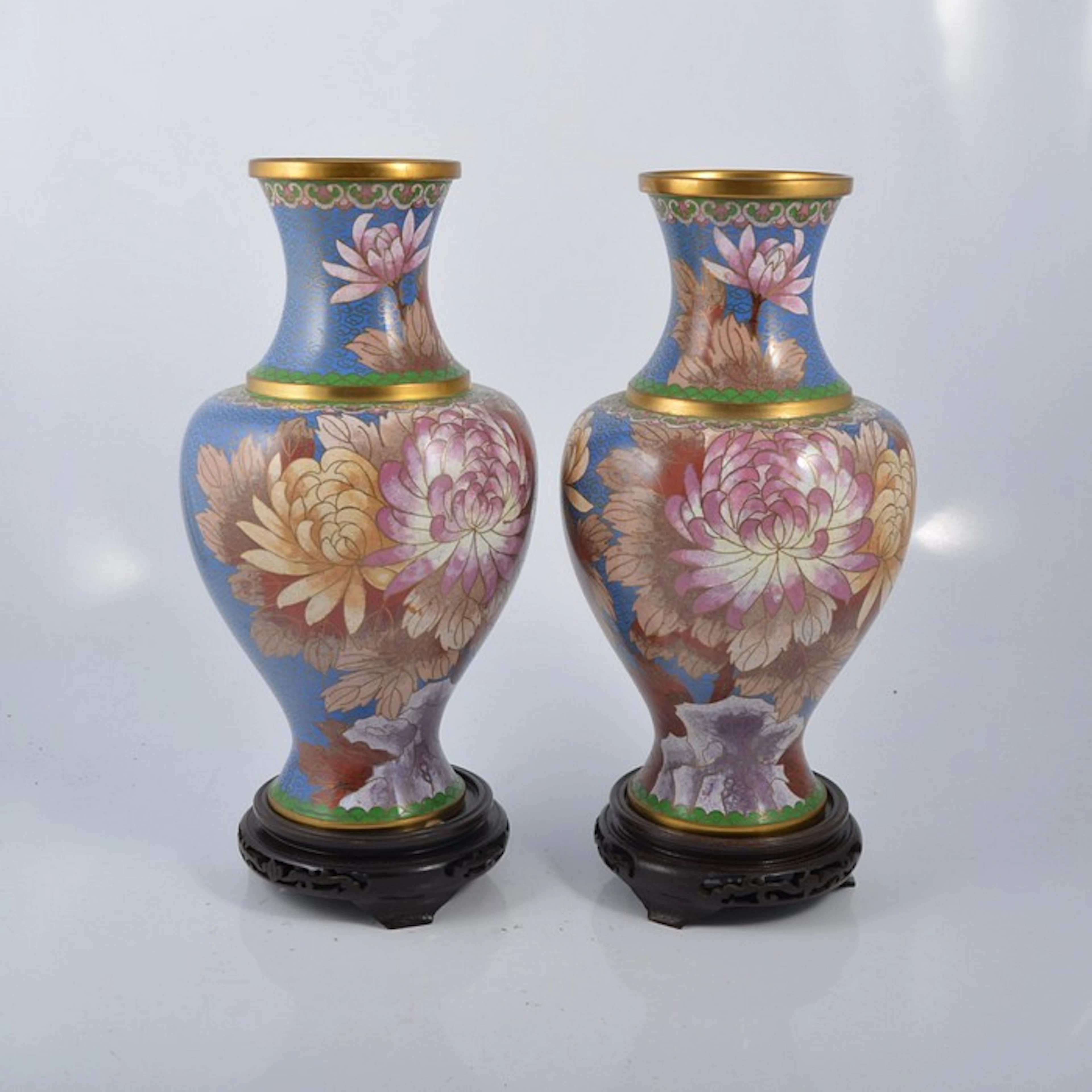 Pair of Cloisonne baluster vases