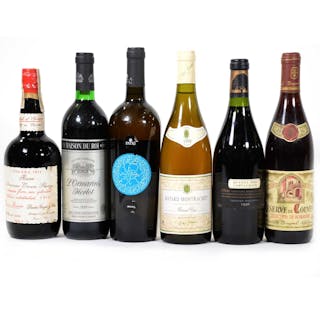 Six assorted bottles of vintage wine and sherry