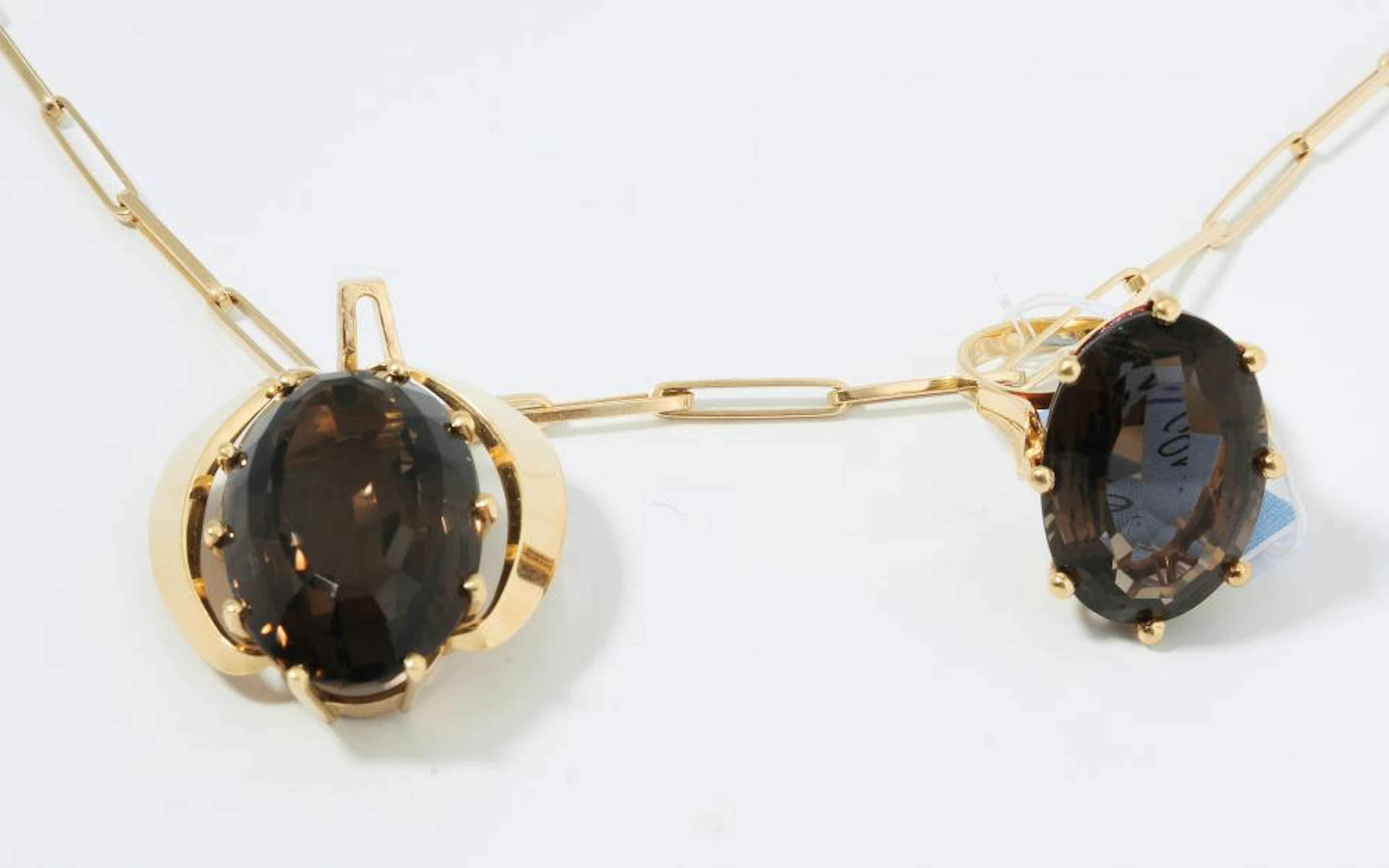 RAUCHQUARZ-SET: COLLIER UND RING