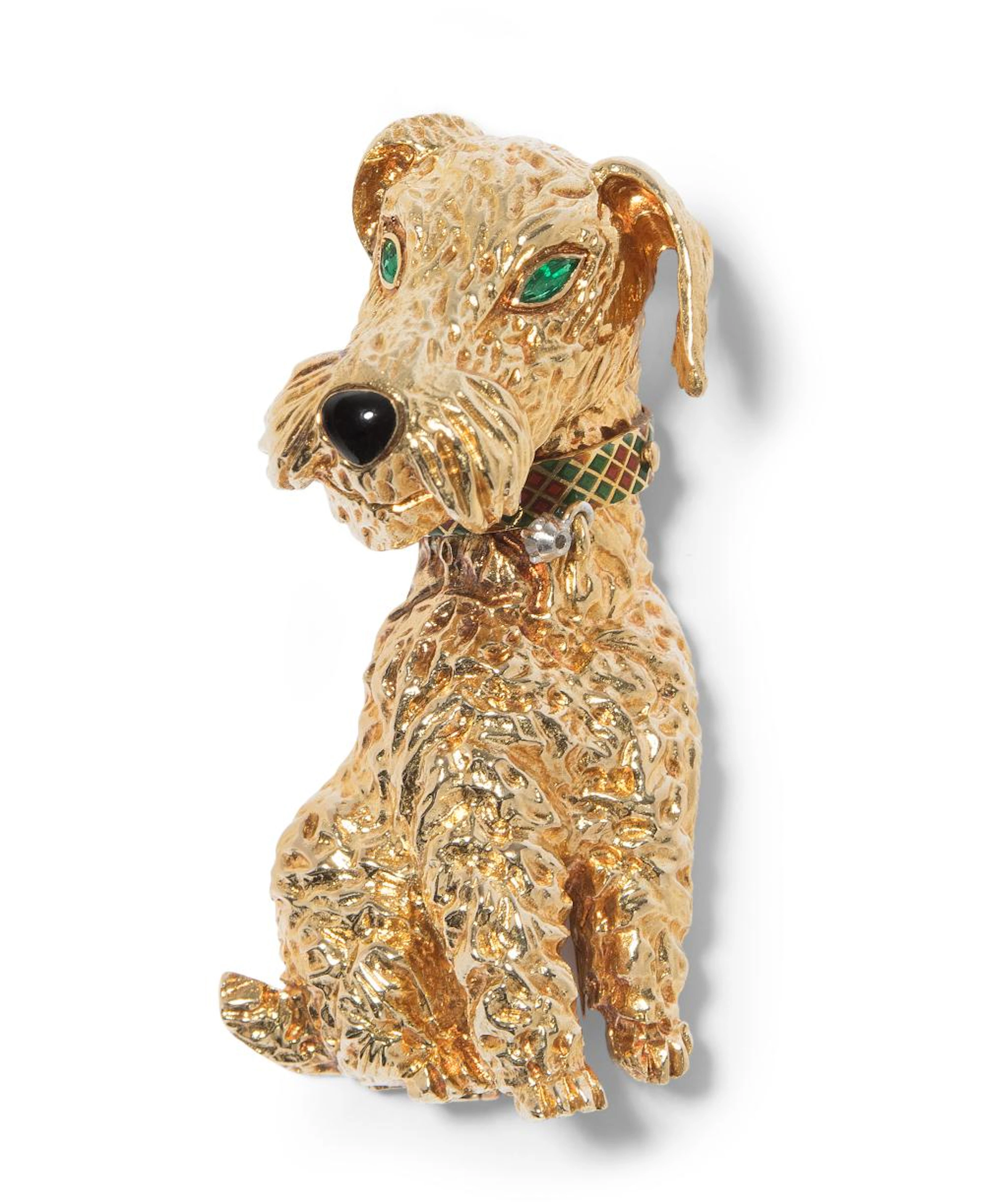 *BOUCHERON SMARAGD-BRILLANT-EMAIL-BROSCHE