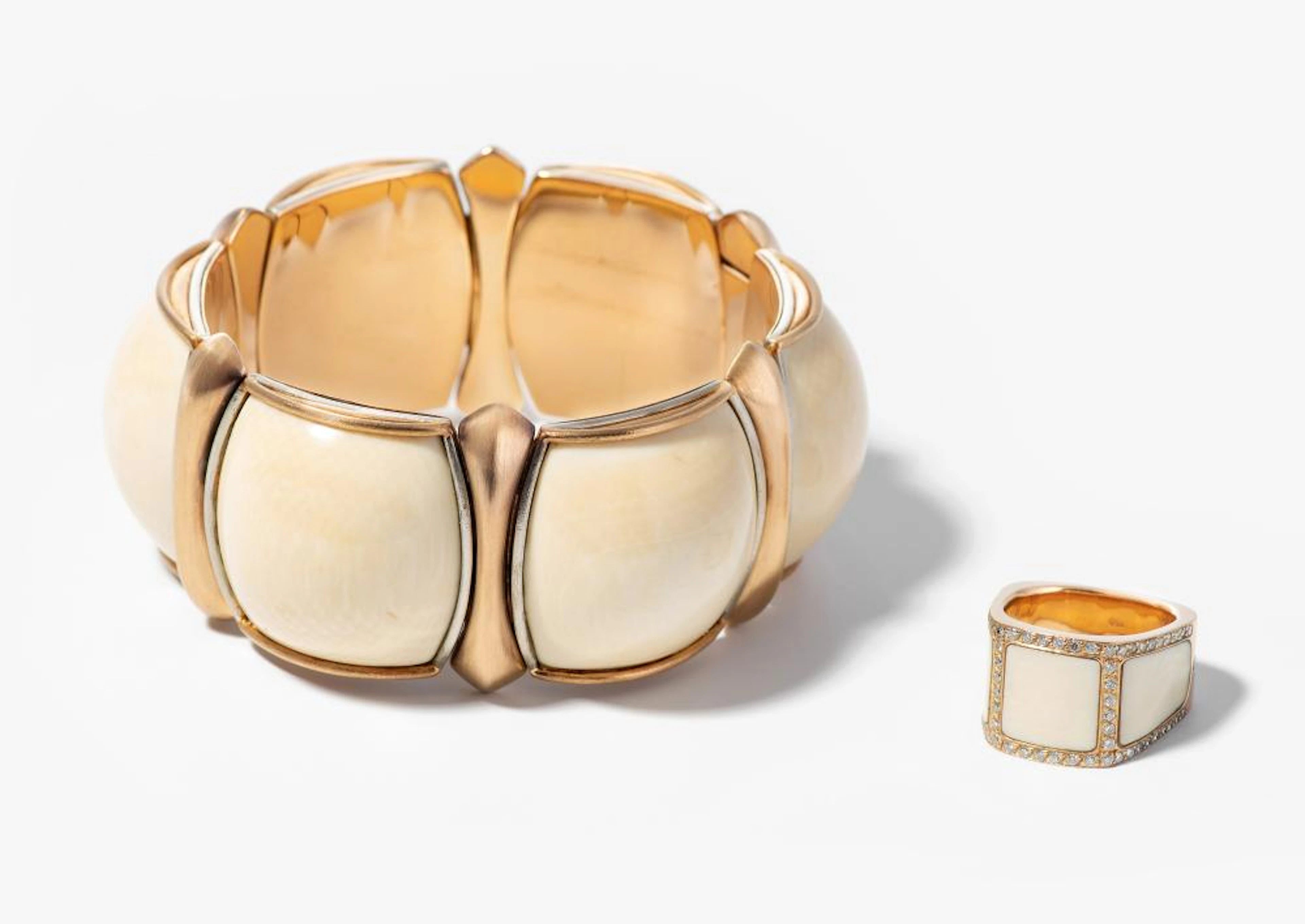 ELFENBEIN-GOLD-DEMI-PARURE