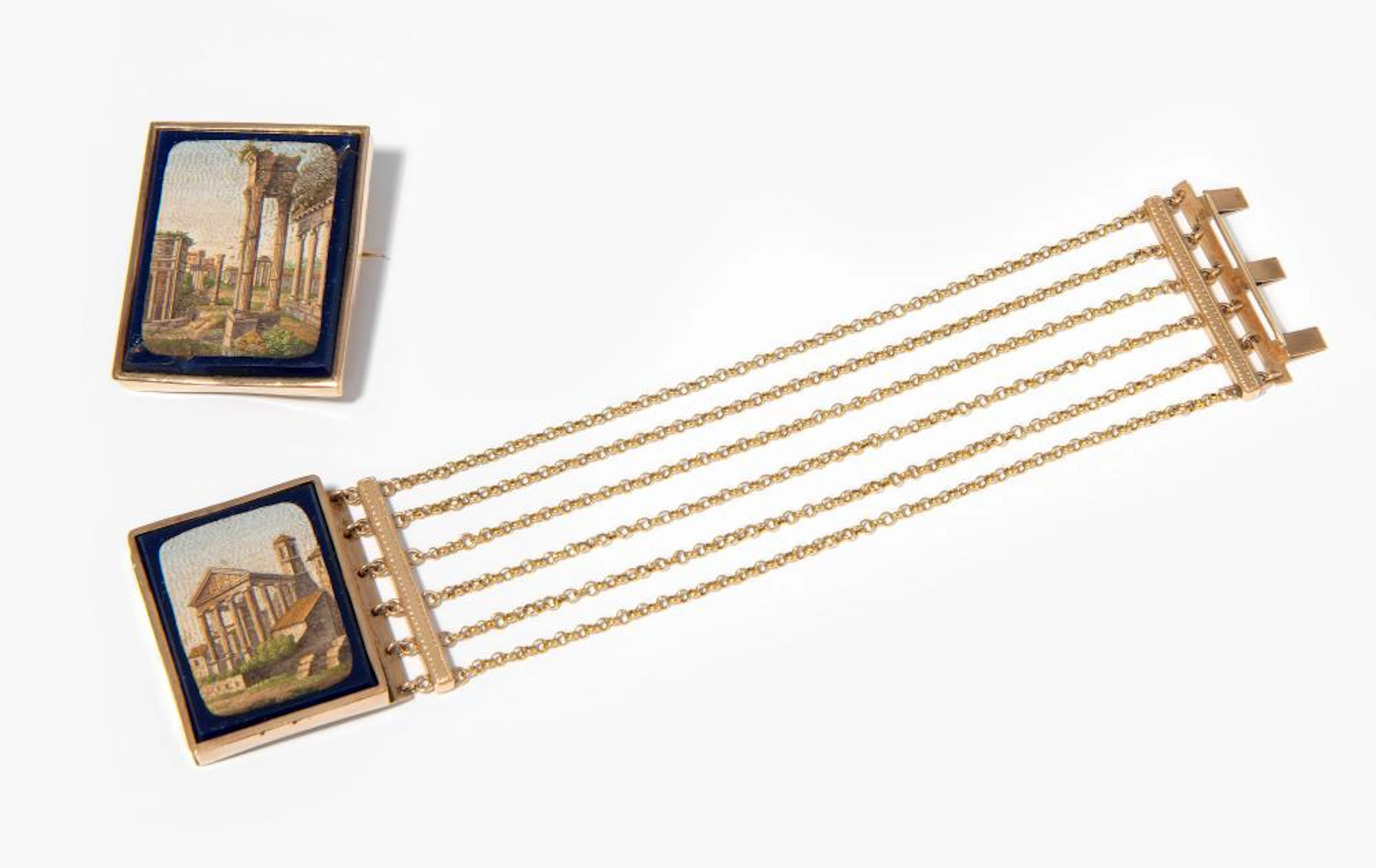 LOT: MIKROMOSAIK-BROSCHE UND -ARMBAND