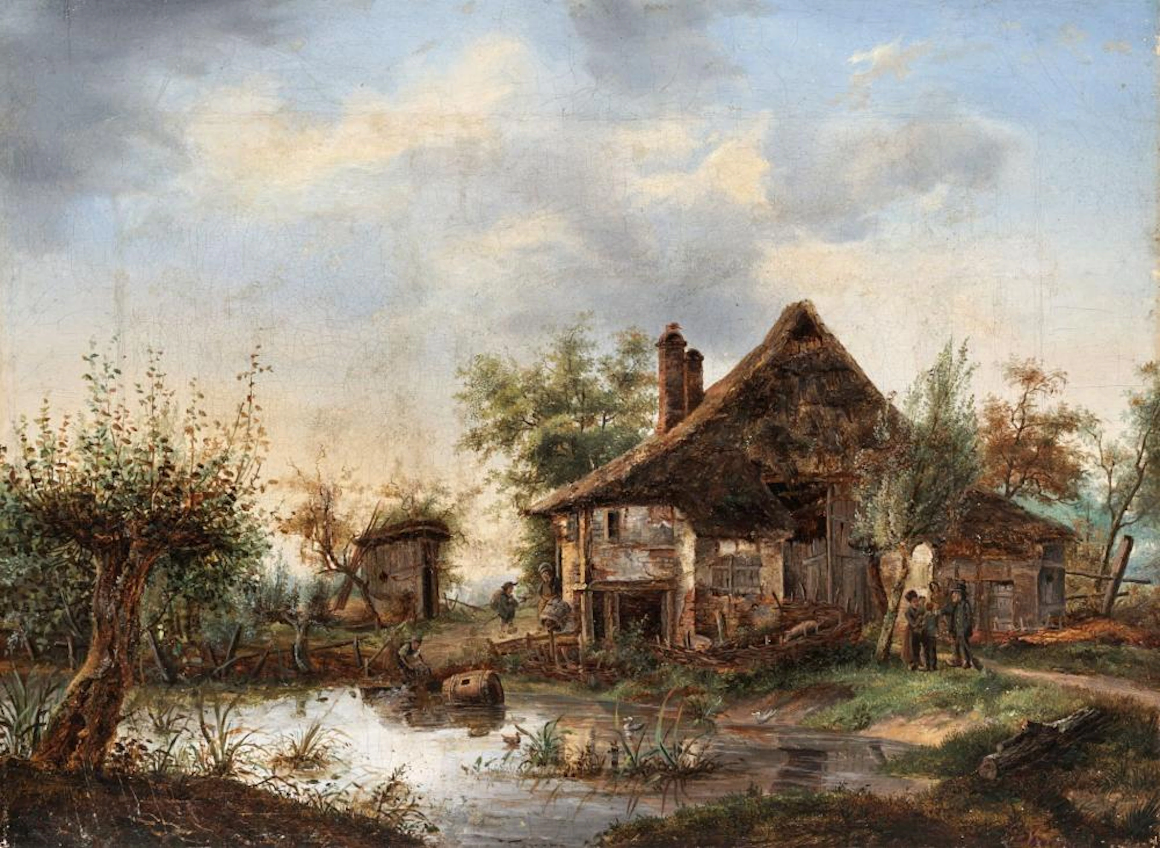 Johann Christian Klengel "Landschaft mit Bauernhaus an Teich". Mitte 1780''s.