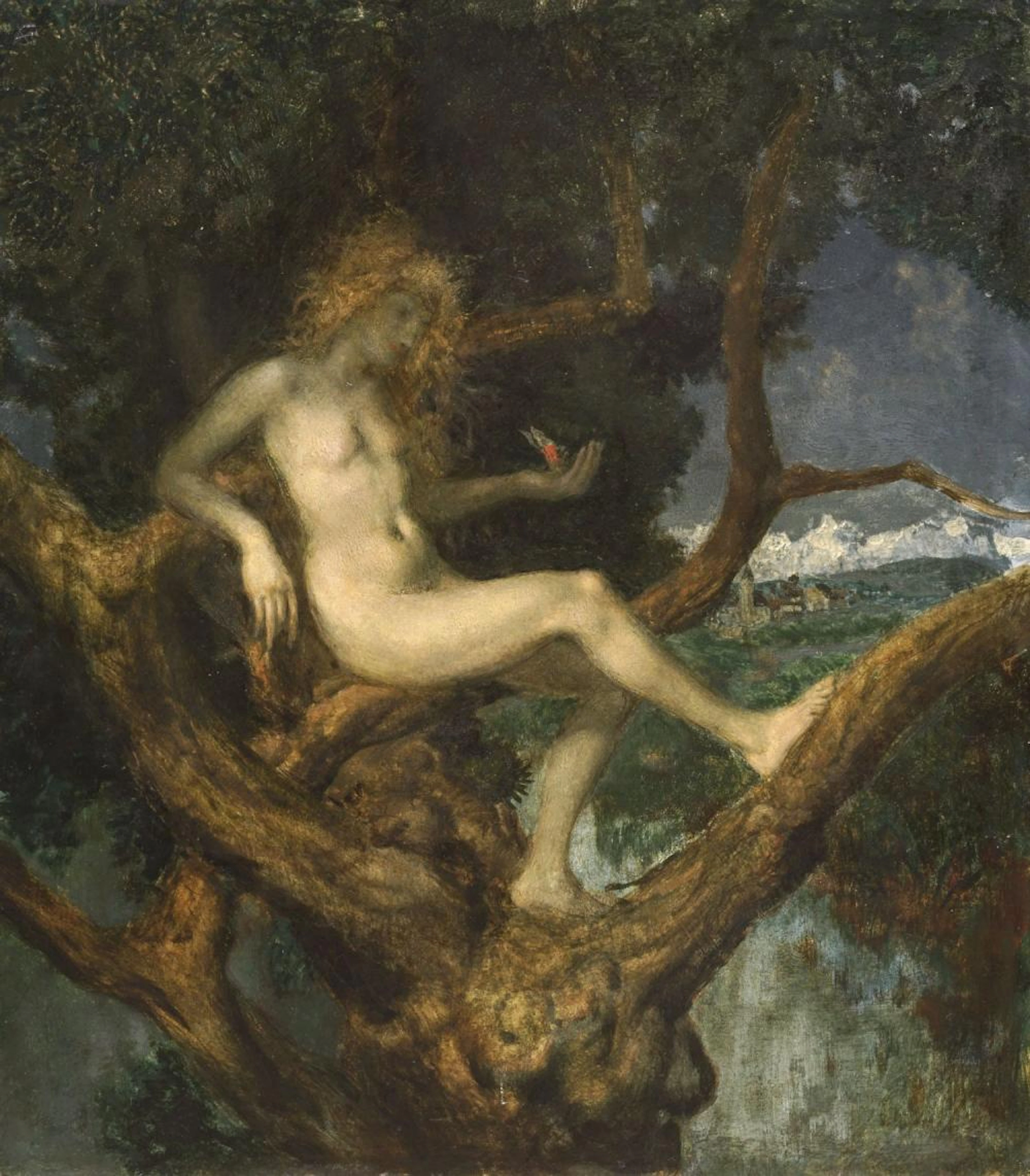 Theodor Baierl (zugeschr.), Nymphe im Baum. Early 20th cent.