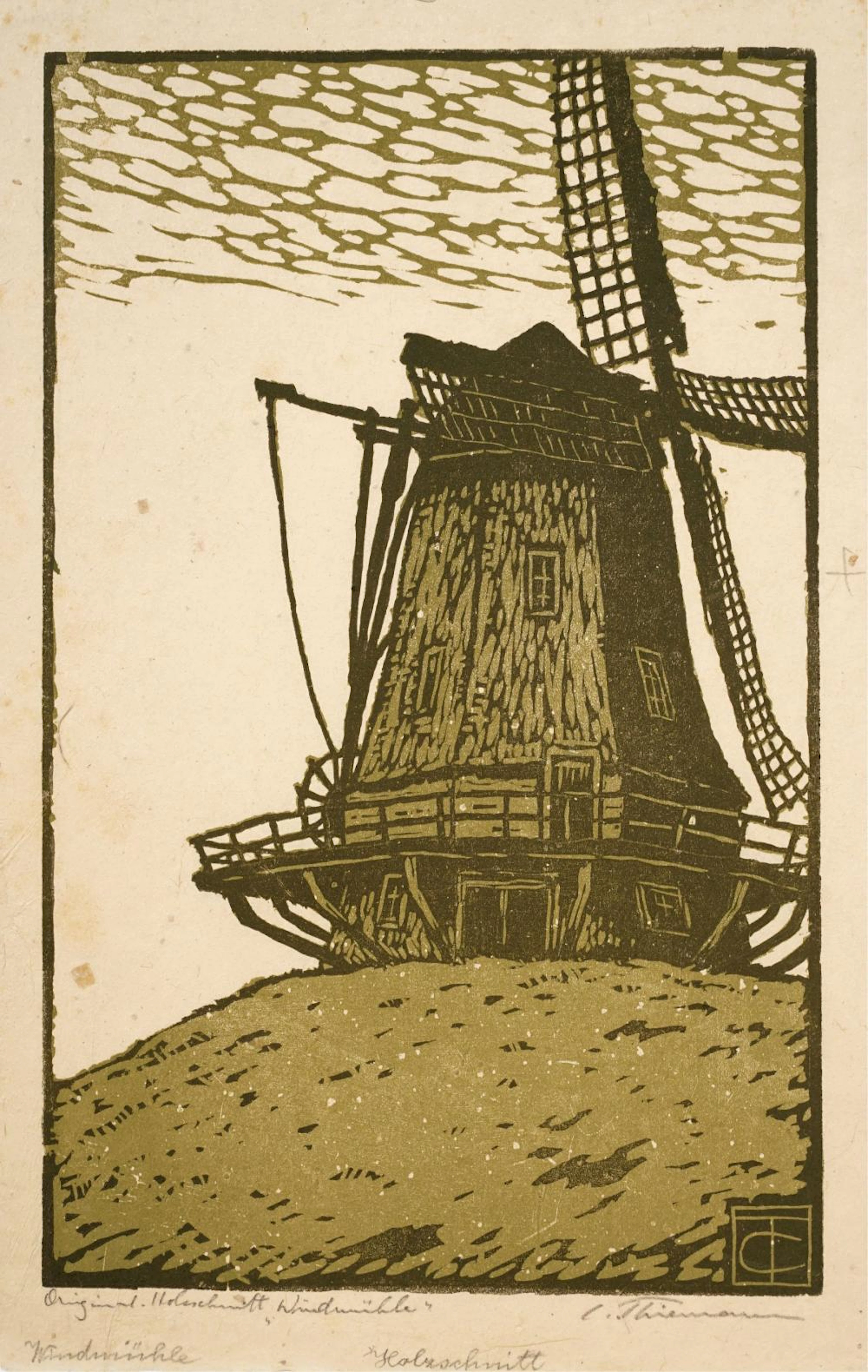 Carl Theodor Thiemann "Windmühle" / "Blick auf Dordrecht". Wohl um 1906/ 1916.
