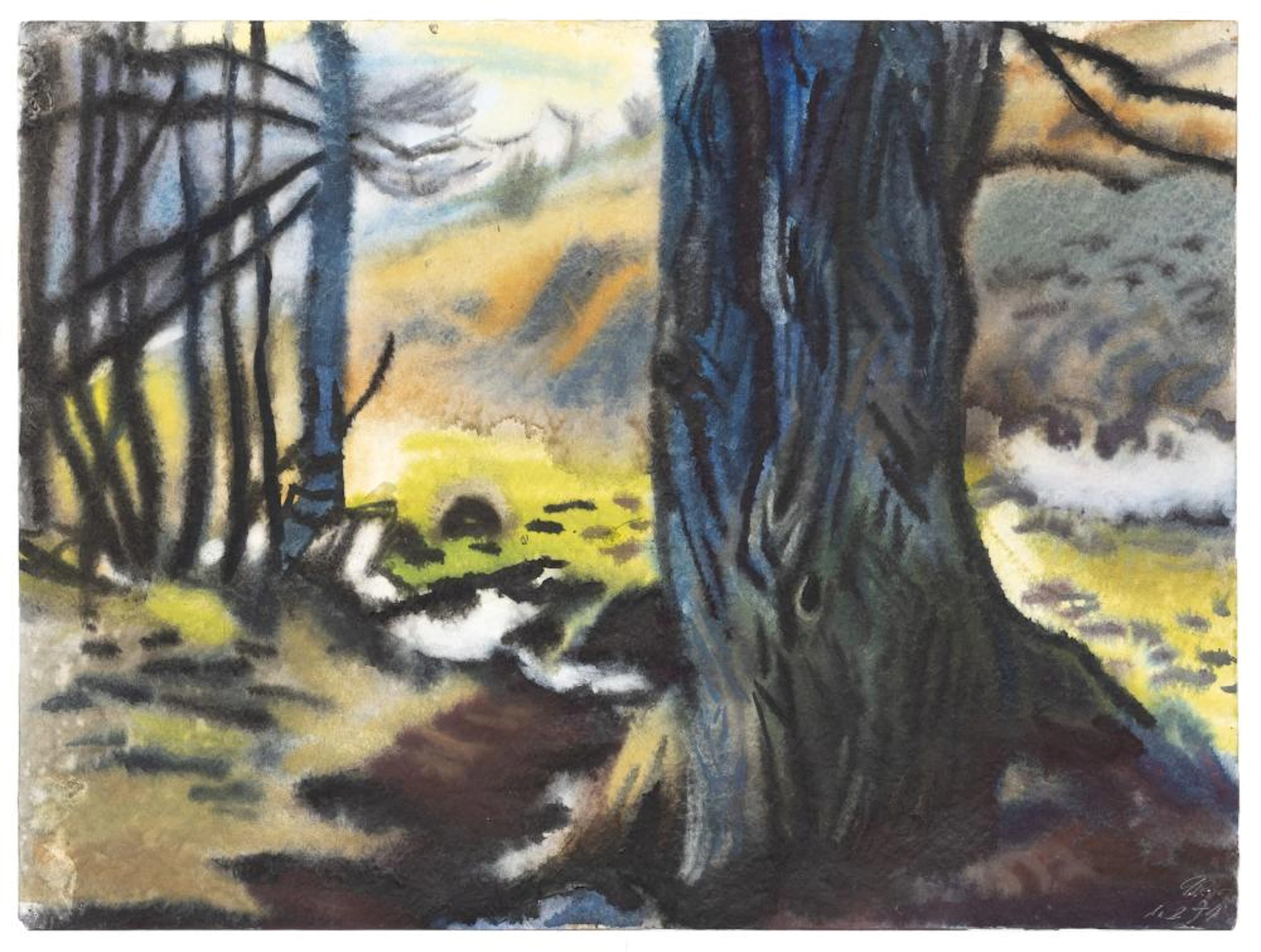 Curt Querner "Eiche am Bach" (Tauwetter in Diebels Grund). 1974.