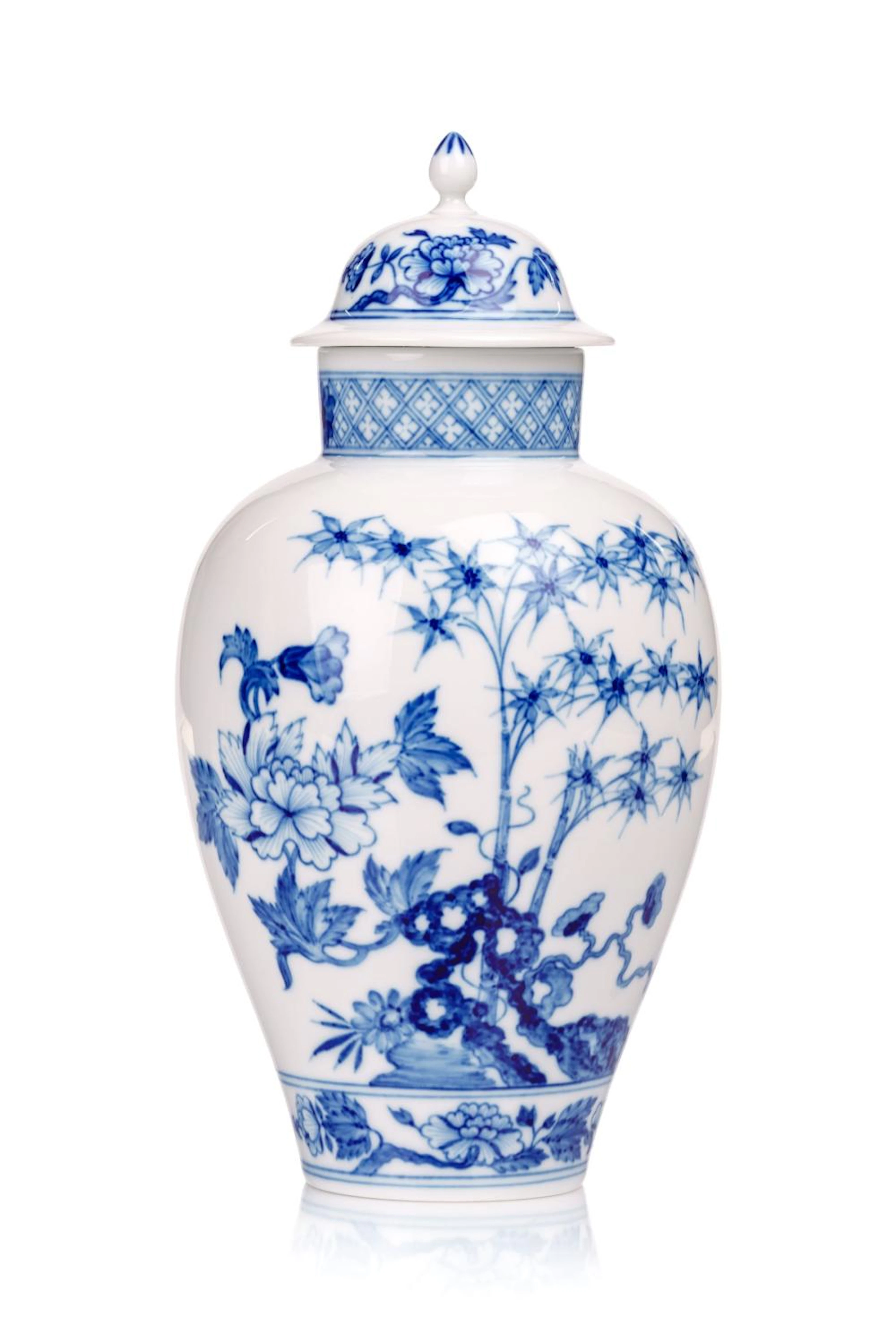 Baluster-Deckelvase mit Bambusdekor. Meissen. 1996.