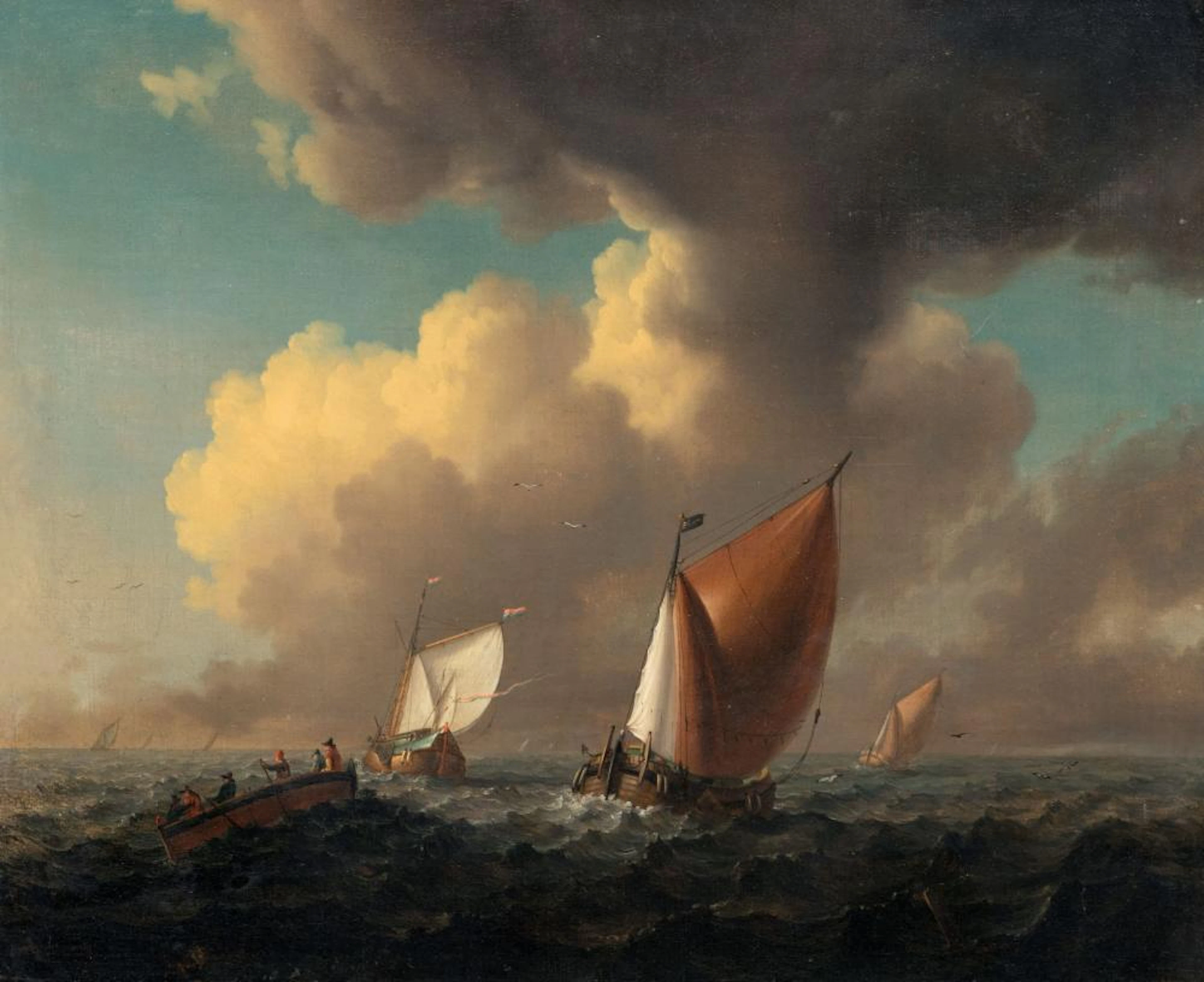 I. de Beer (zugeschr.), Seenot im Gewitter. Wohl 1762.