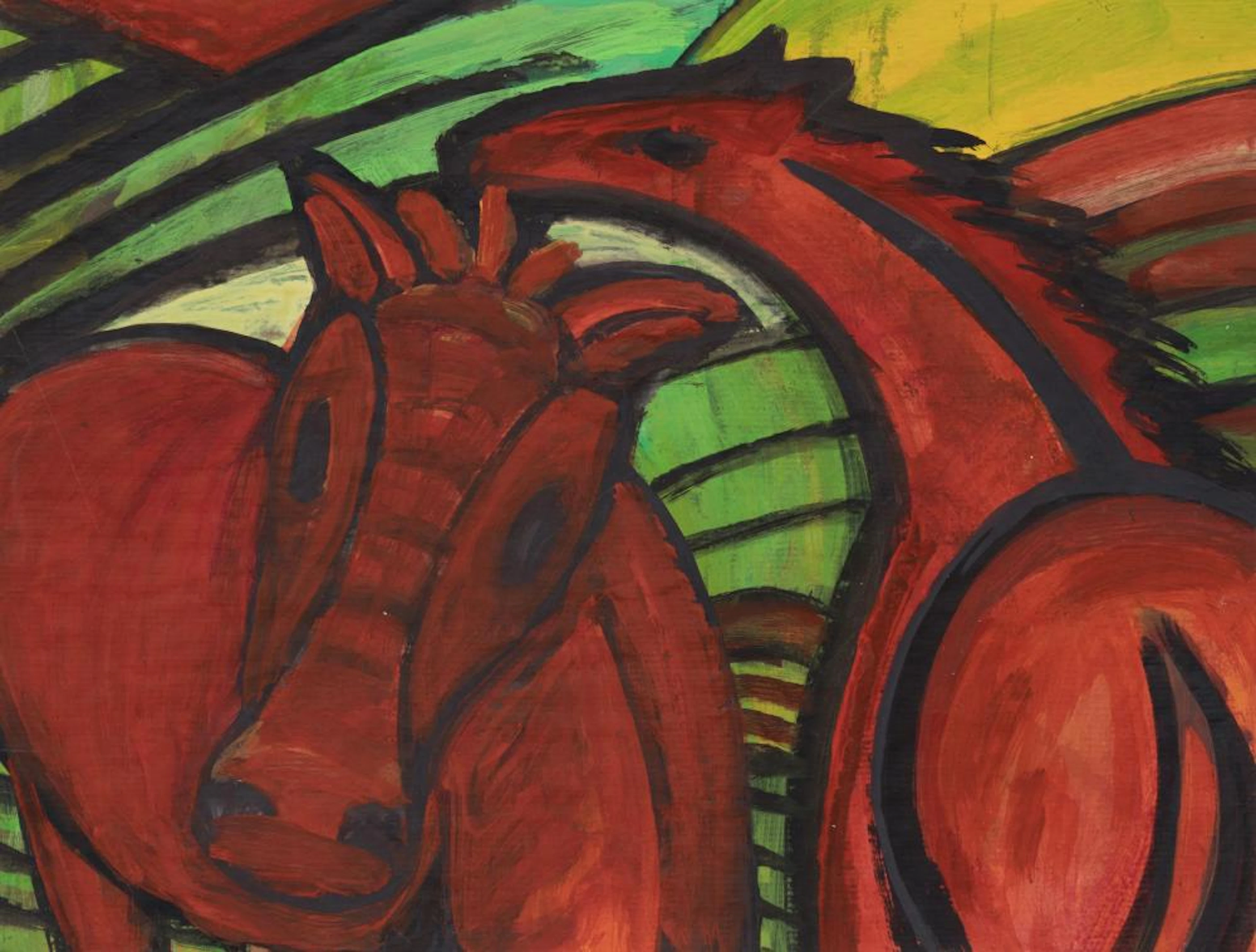 Fritz Keller, Rote Pferde. 1970er/ 1980''s.