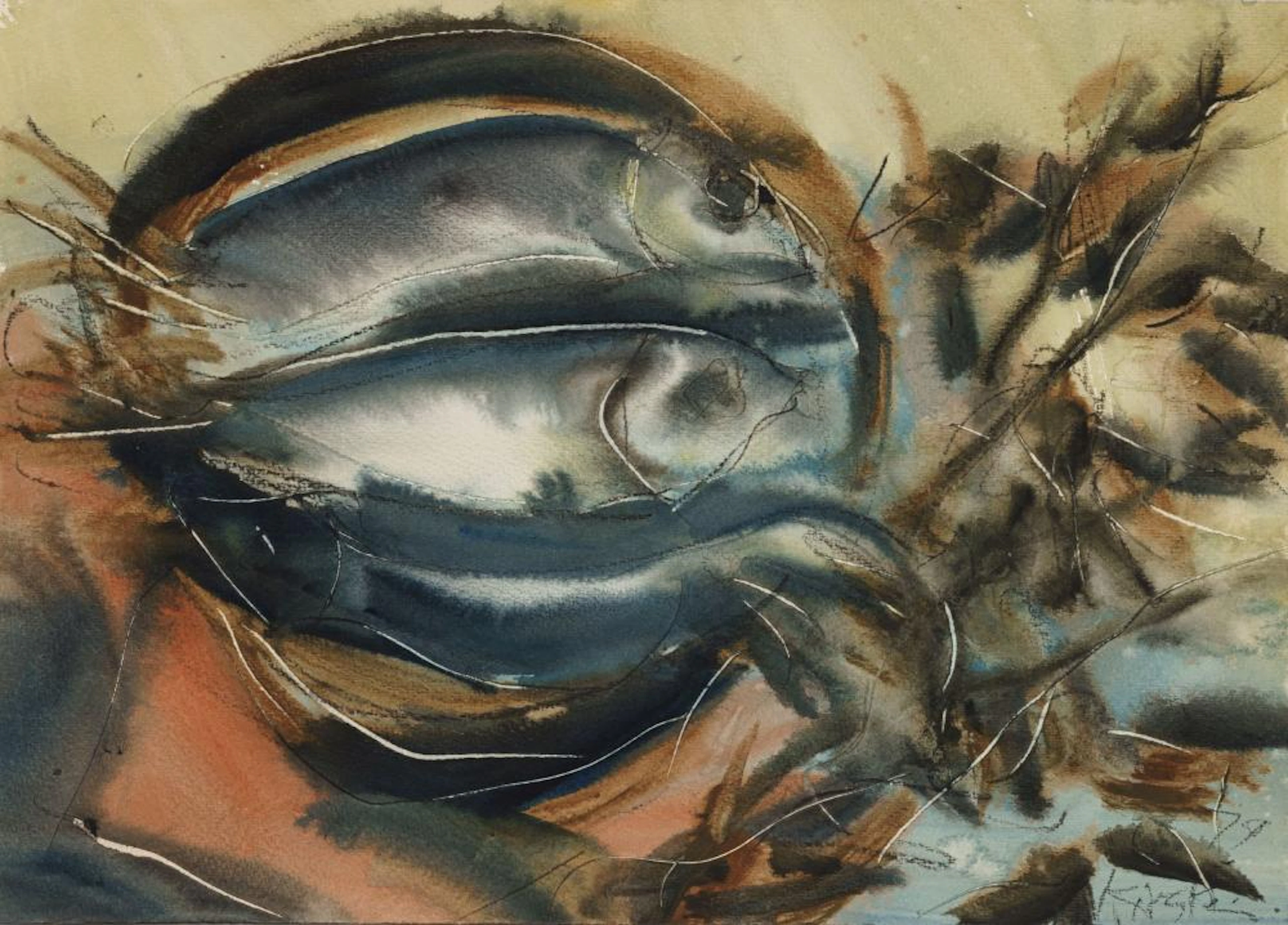 Helmut Schmidt-Kirstein "Fische und Zweig". 1979.
