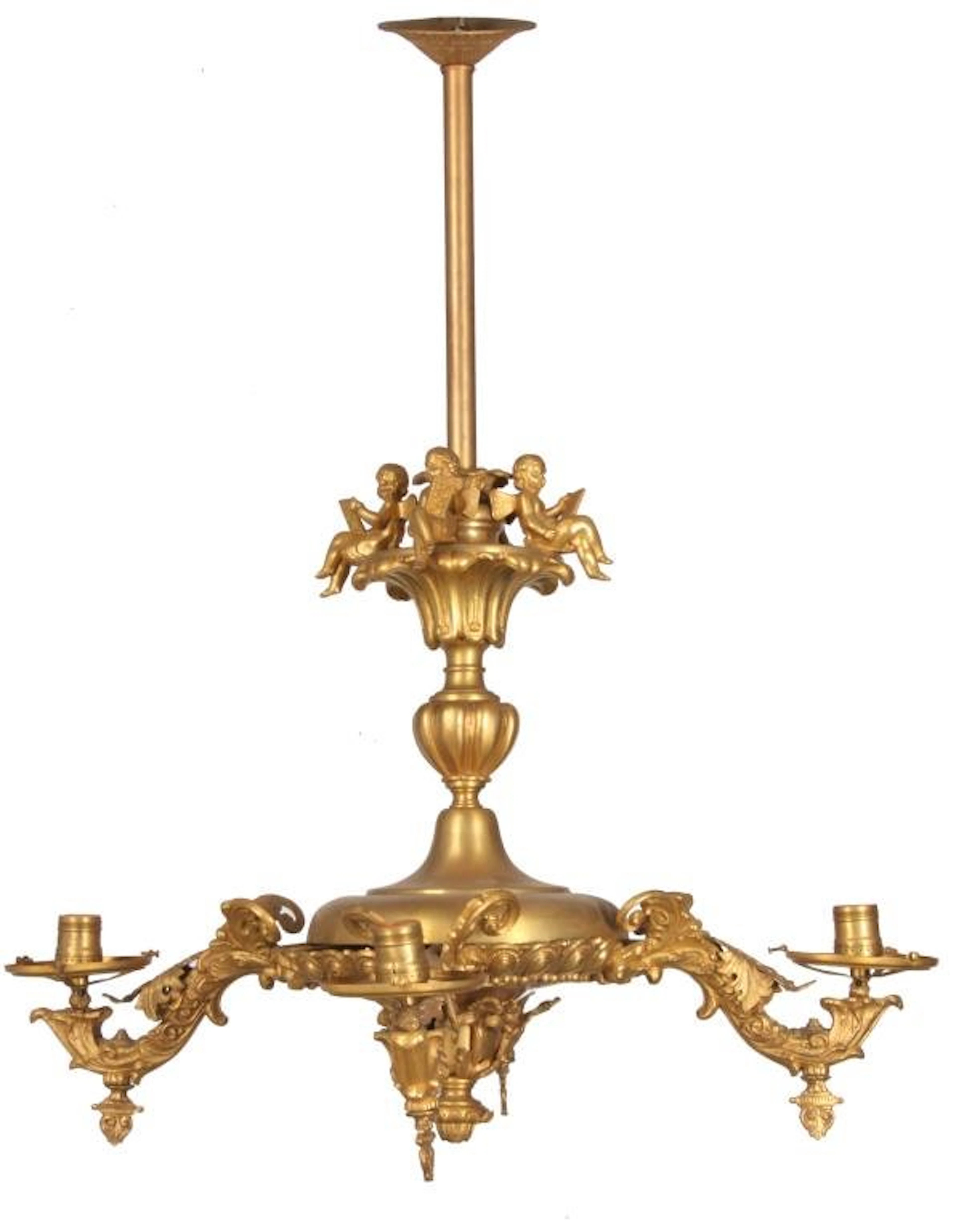 4 Arm Figural Putti Chandelier