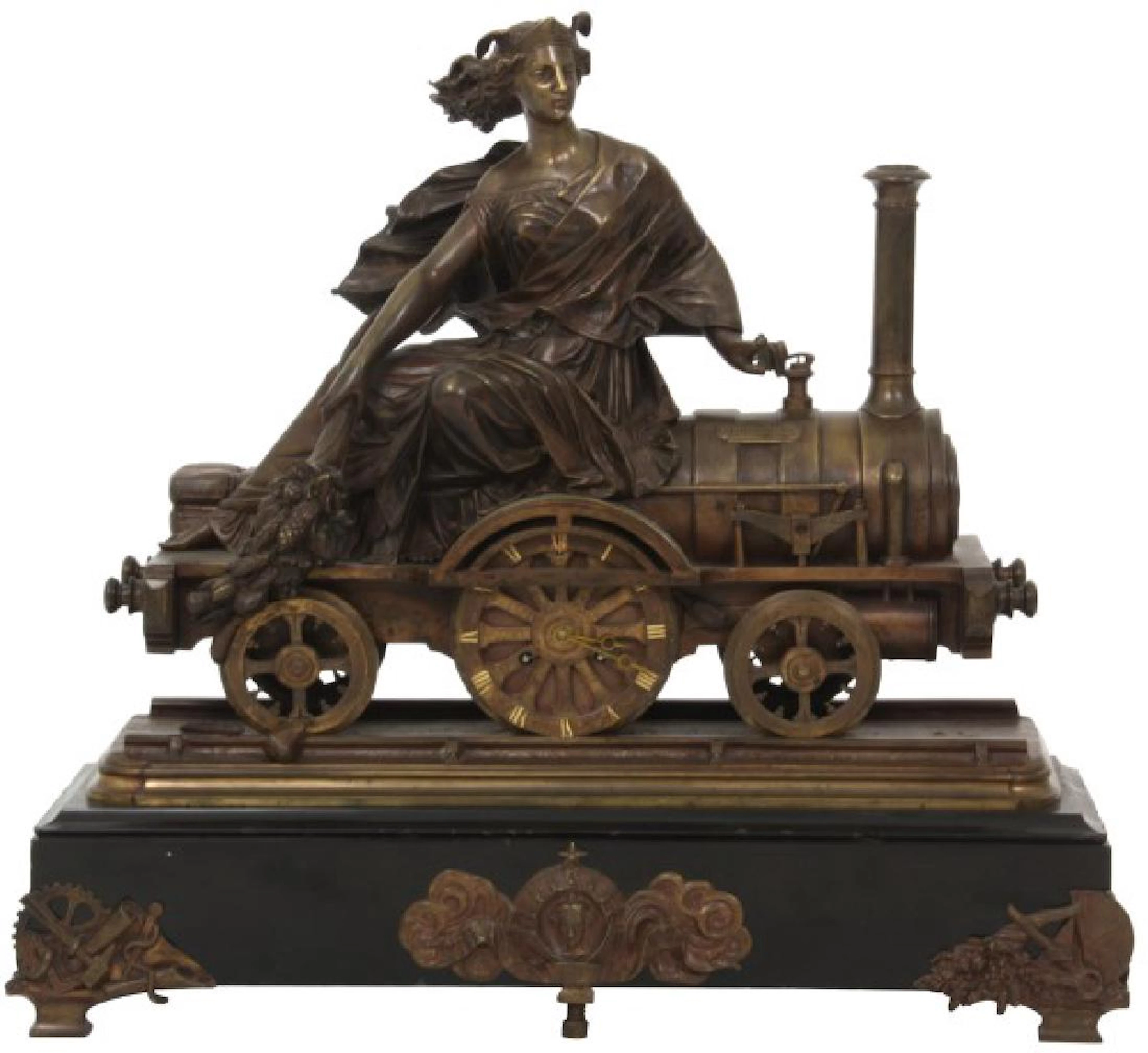 Allegory of Industry Bronze Mantle Clock