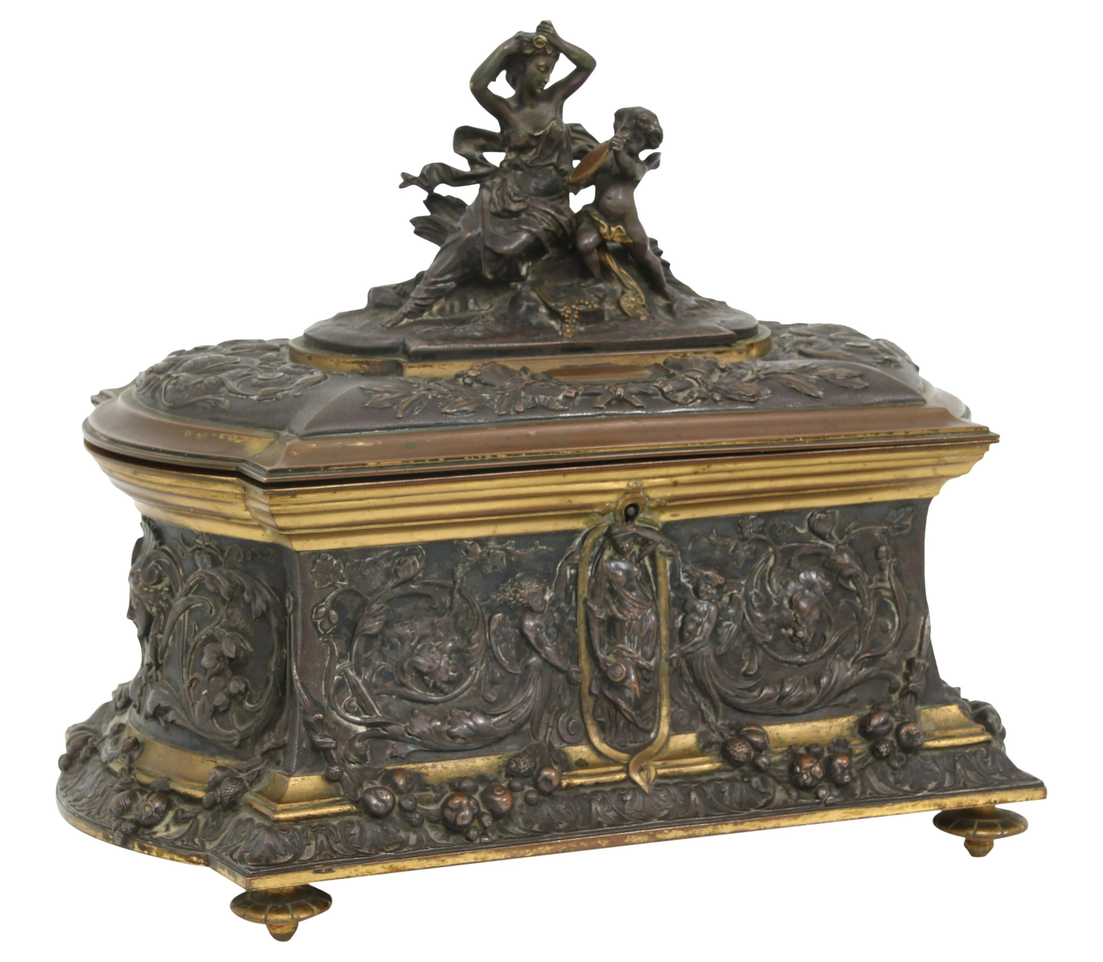 French Neoclassical Bronze Table Casket