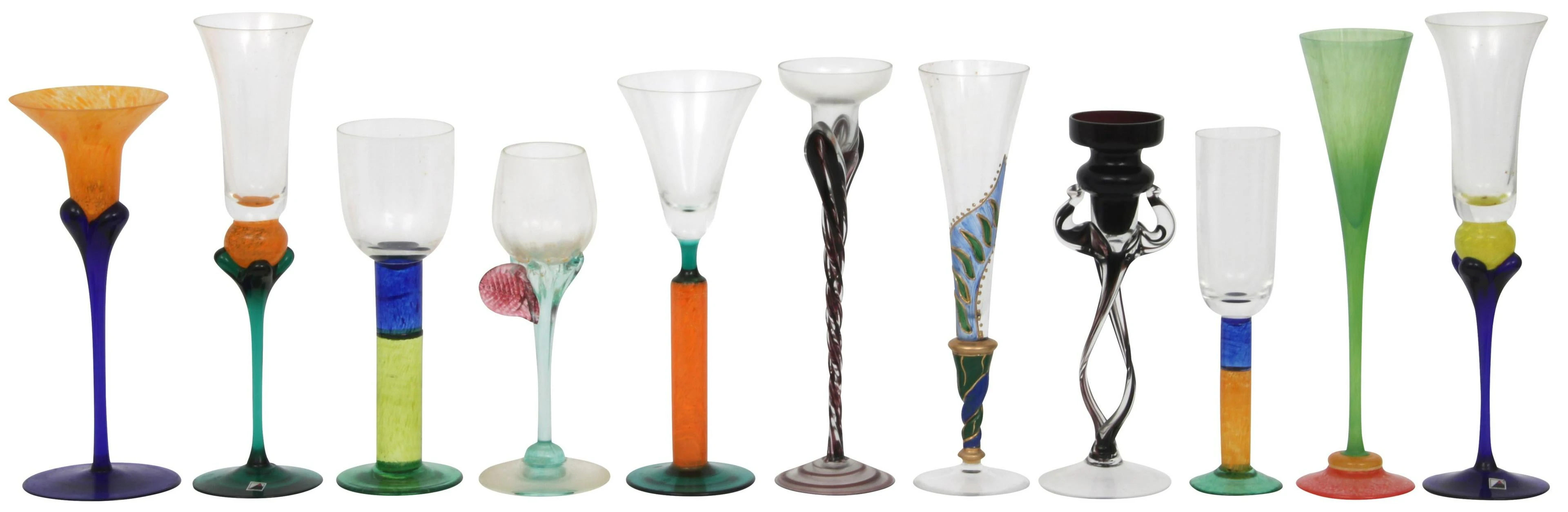 Group of 11 Czechoslovakian Stemmed Glasses