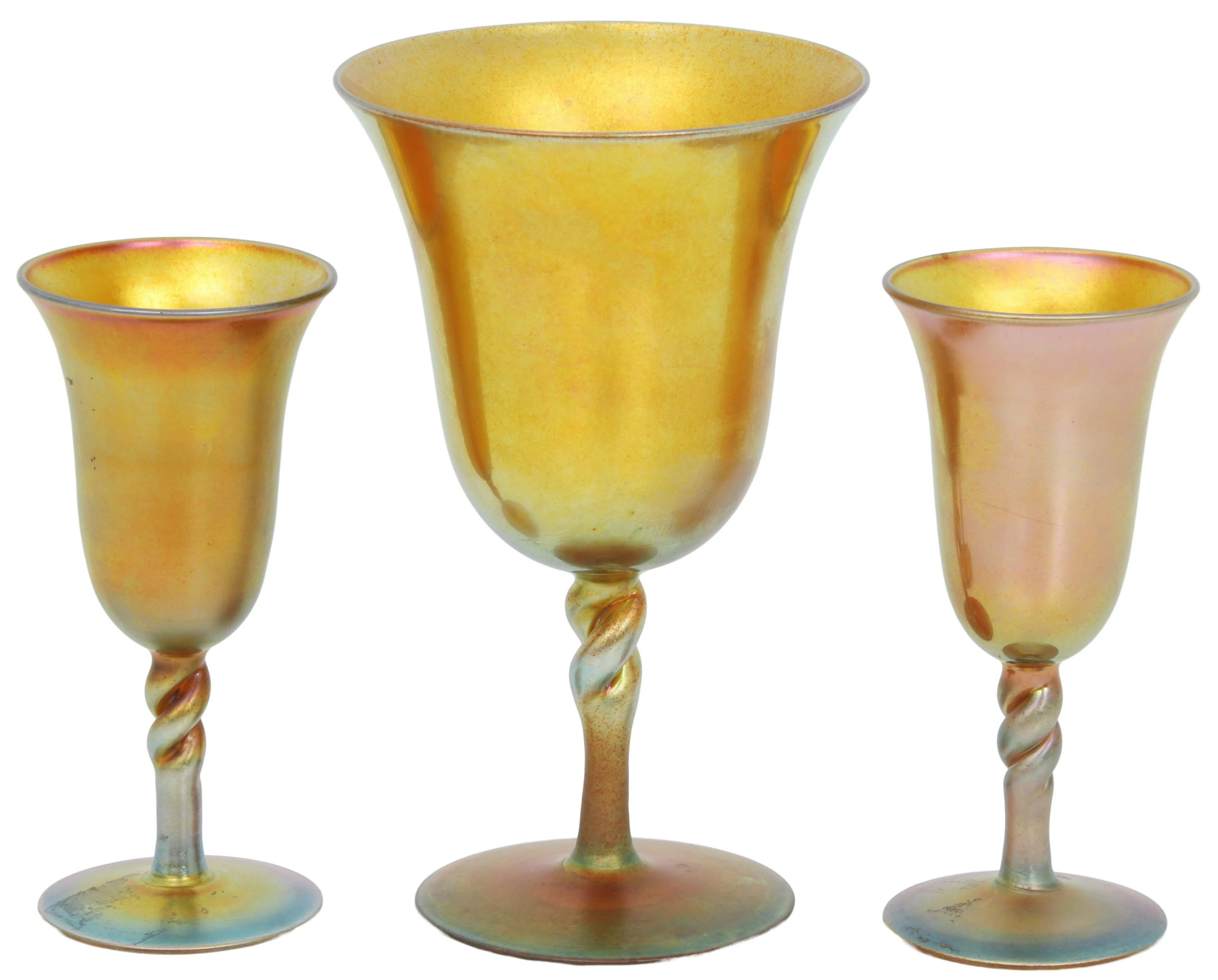Steuben Goblet & Two Cordials