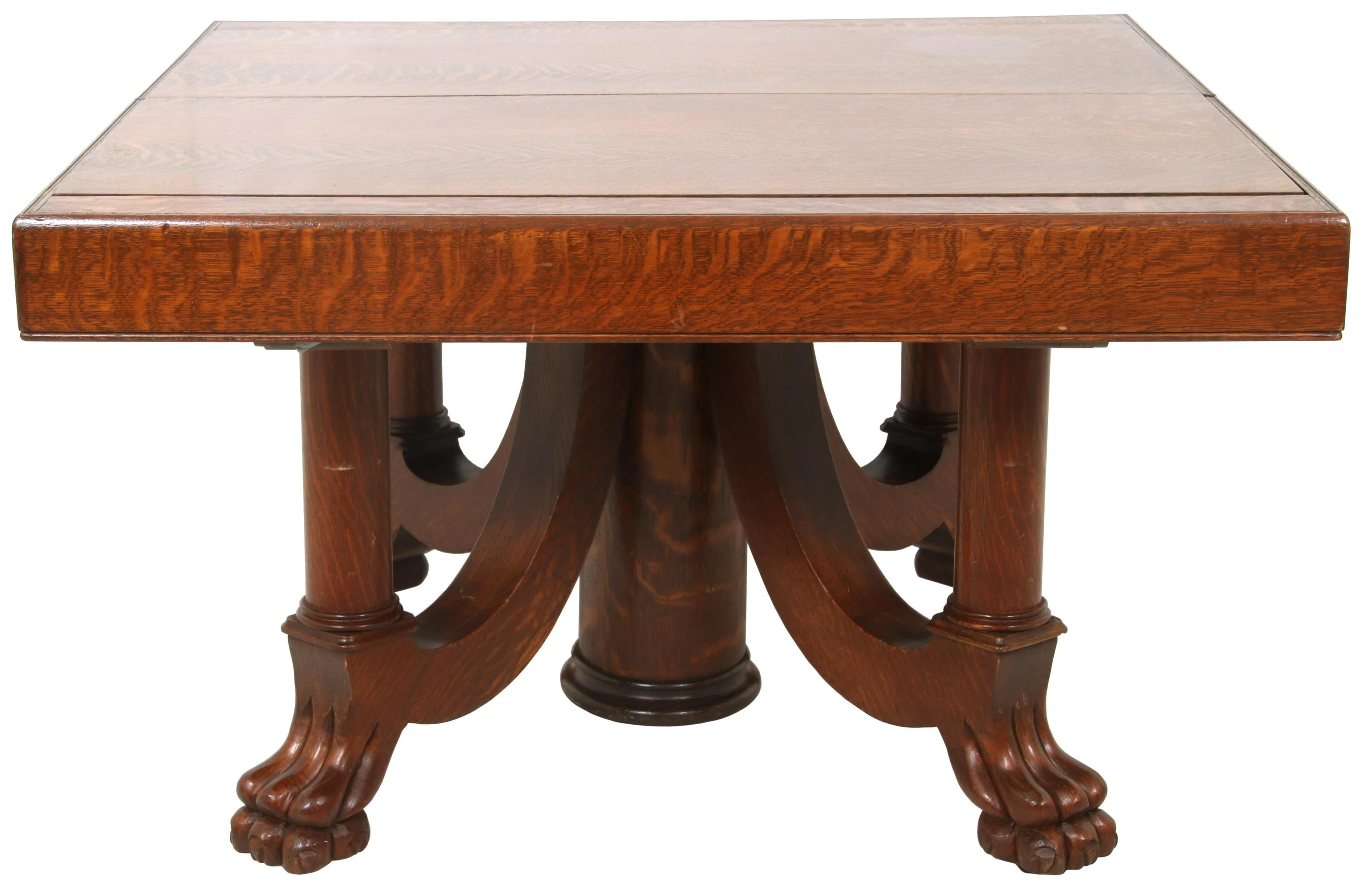 American Carved Oak Roll Top Dining Table