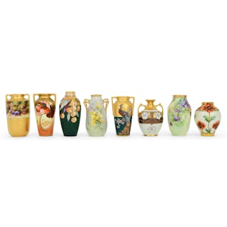 Lot of Eight French & Bavarian Hand-Painted Porcelain Vases