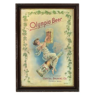 Reproduction Capital Brewing Co. "Olympia Beer" Paper Advertising Sign