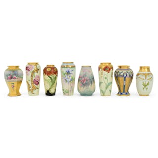 Lot of Eight French & German Hand-Painted Porcelain Vases