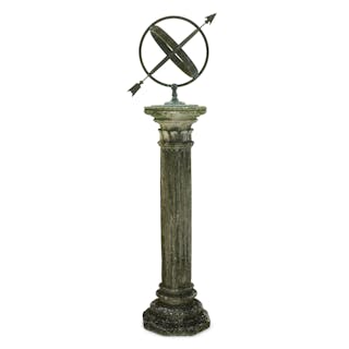 Bronze Armillary Sphere with Cast Stone Base