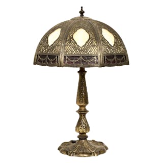Attributed to Bradley & Hubbard Overlay Table Lamp